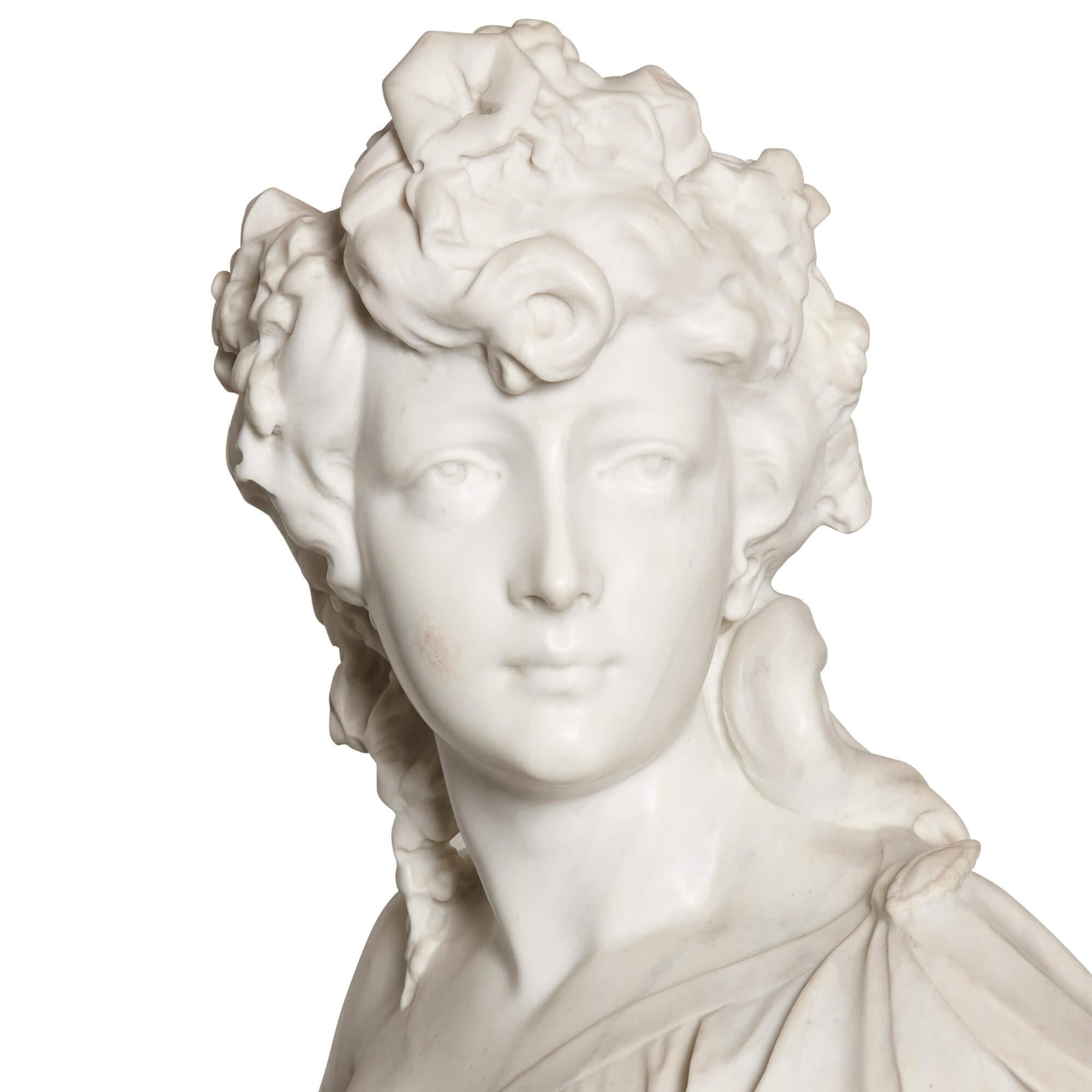 italien Sculpture en marbre grandeur nature du printemps par Antonio Frilli en vente