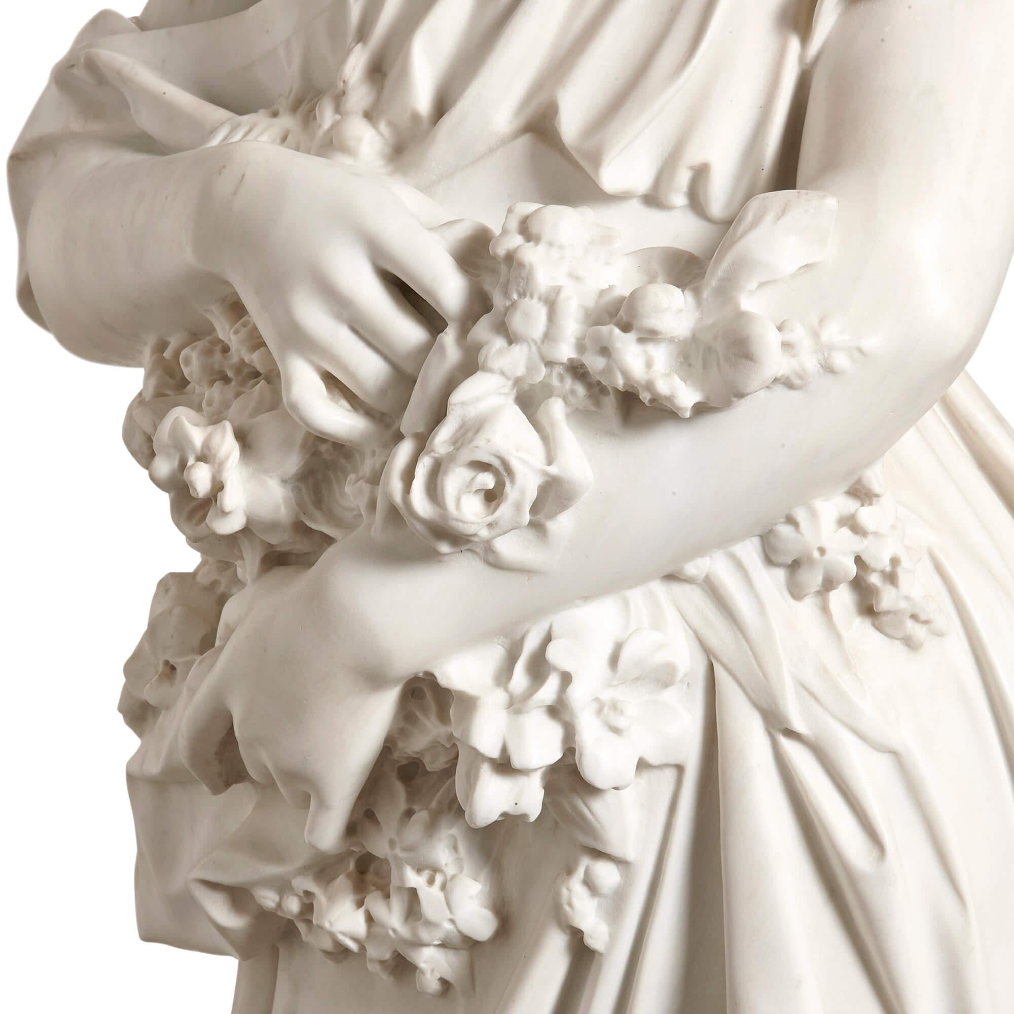 Italian Life-Size Marble Sculpture of Spring by Antonio Frilli For Sale