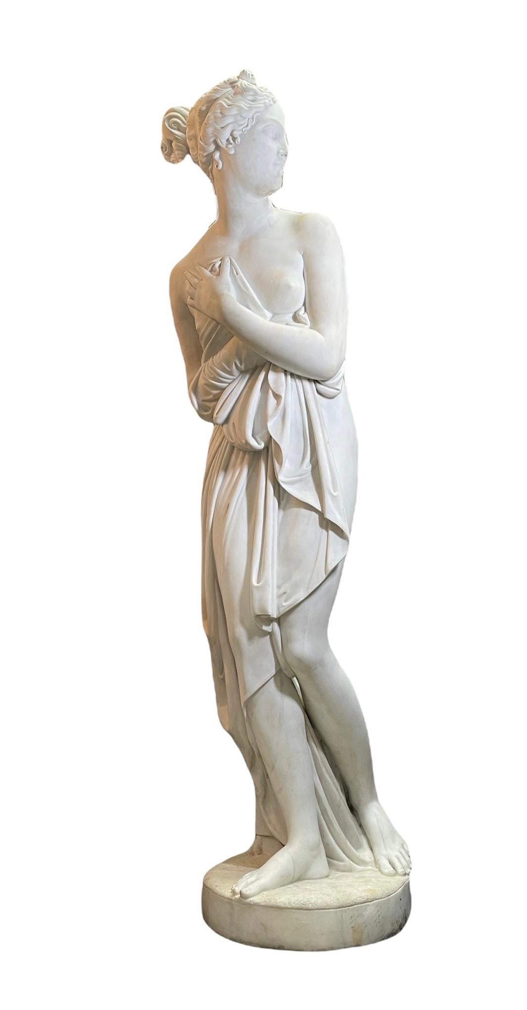 Neoclassical Life Size Marble Sculpture of Venus After “La Venus Italica” For Sale