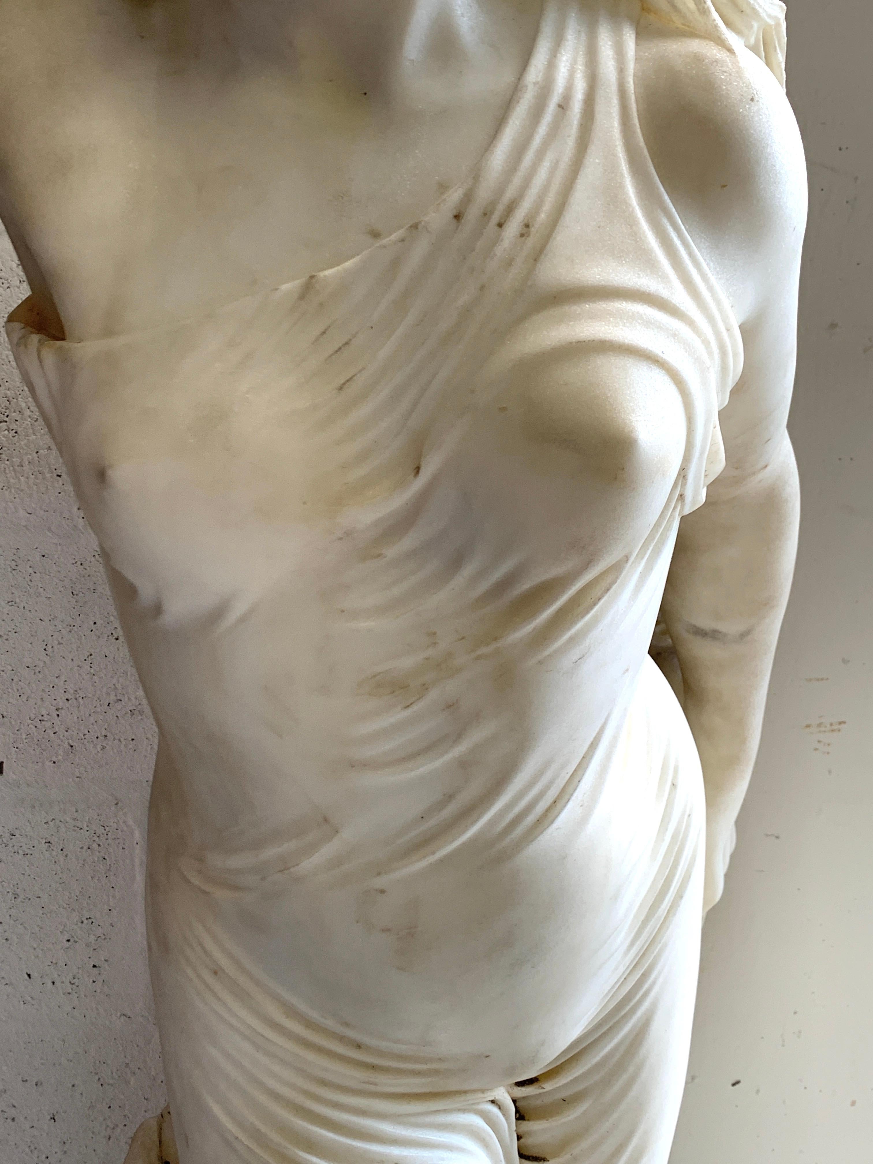 Hand-Carved Life-Size Marble Sculpture of Venus with Pearl, Provenance Celine Dion