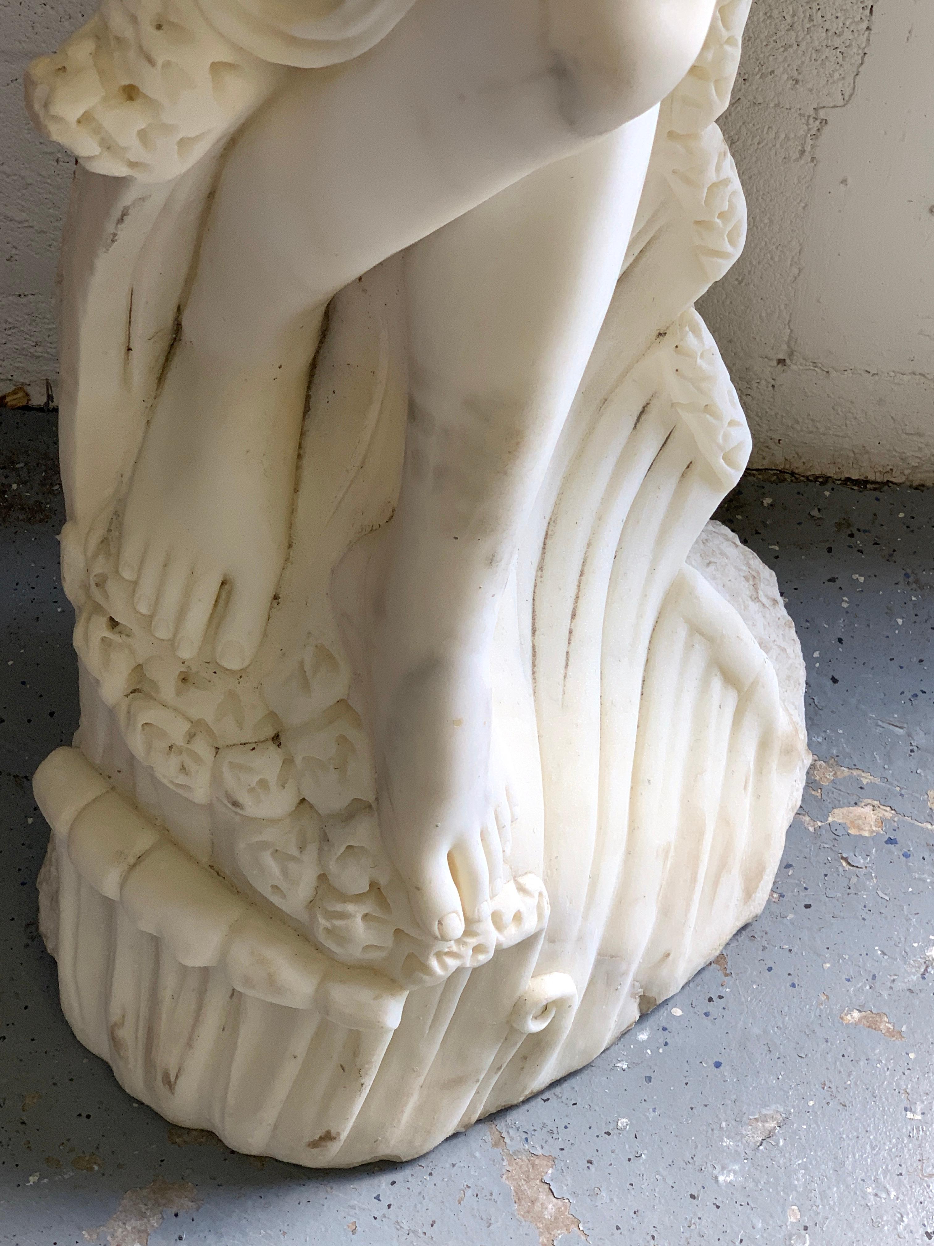20th Century Life-Size Marble Sculpture of Venus with Pearl, Provenance Celine Dion