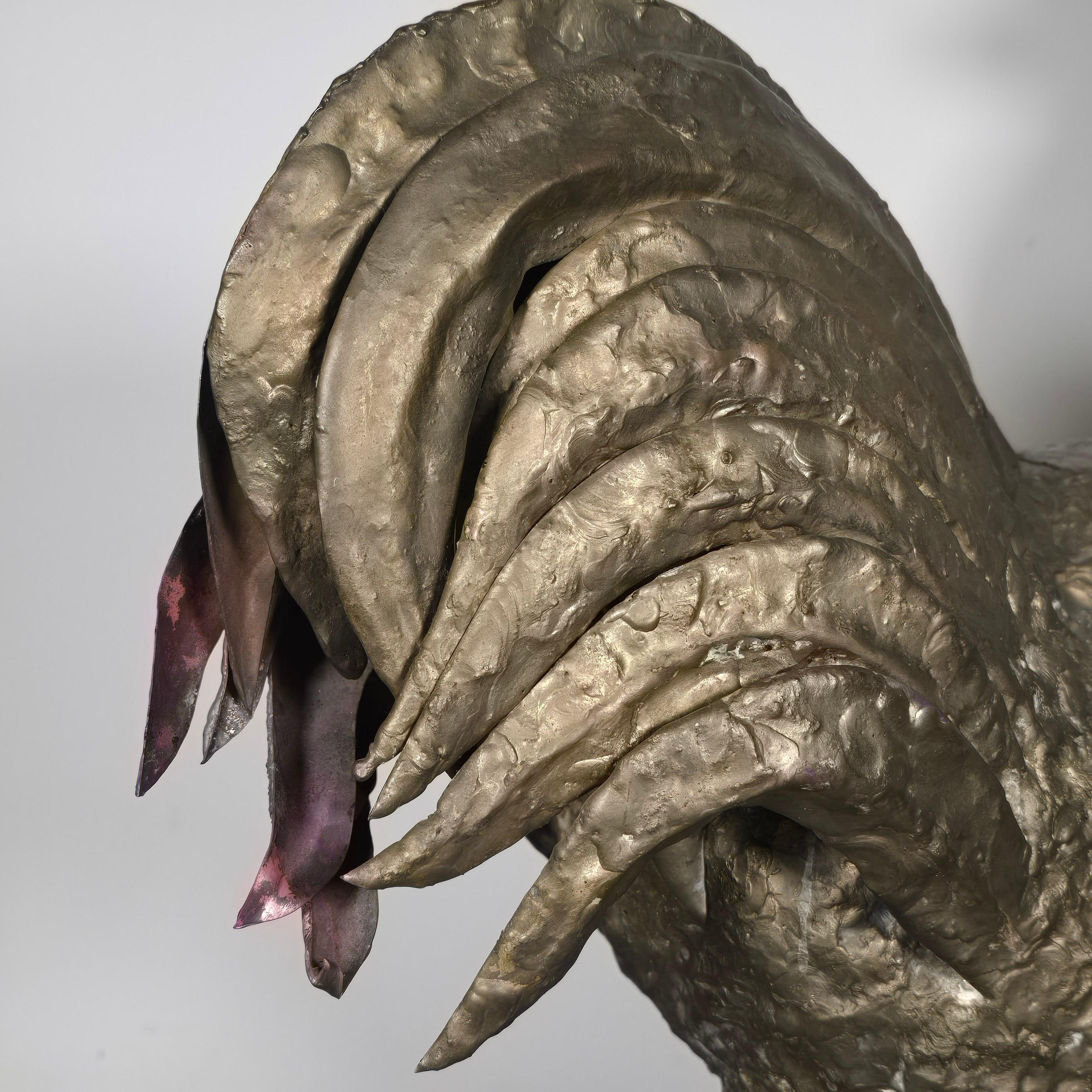 Scultura di gallo in bronzo battuto a mano, a grandezza naturale, Coates, circa anni '60 in vendita 2