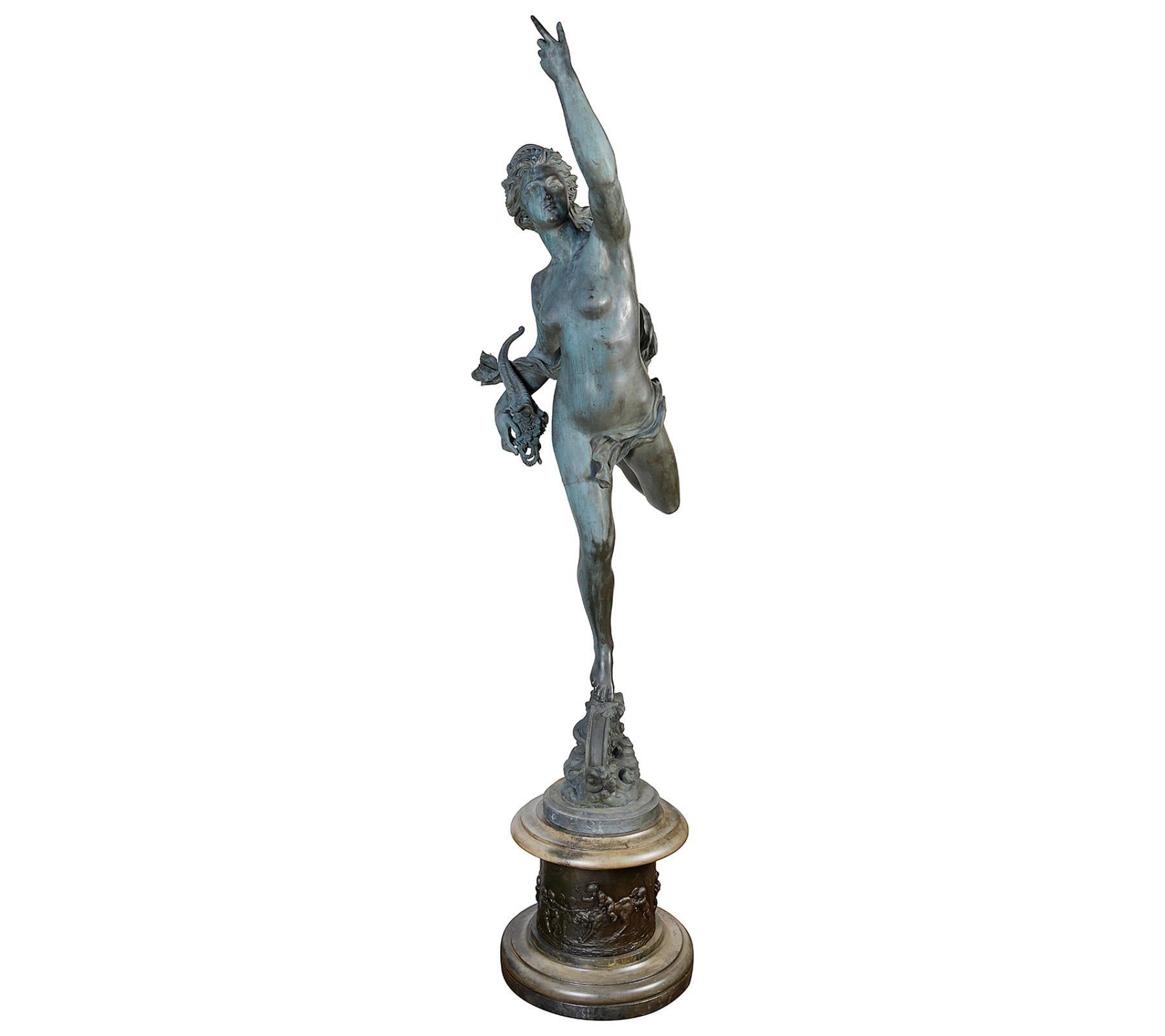 Classical Greek Life size Mercury + Fortuna, 19th Century, after Falconi. For Sale