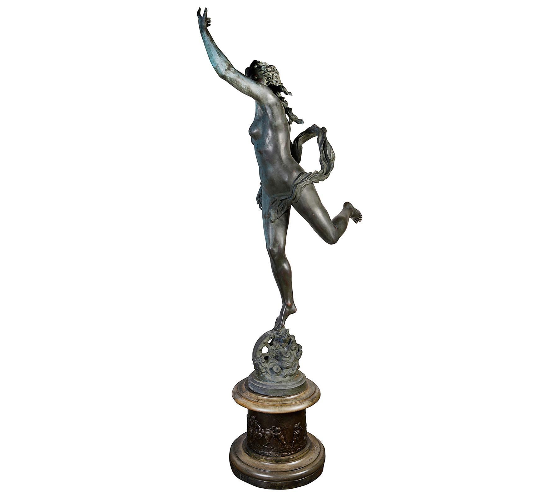 Patinated Life size Mercury + Fortuna, 19th Century, after Falconi. For Sale