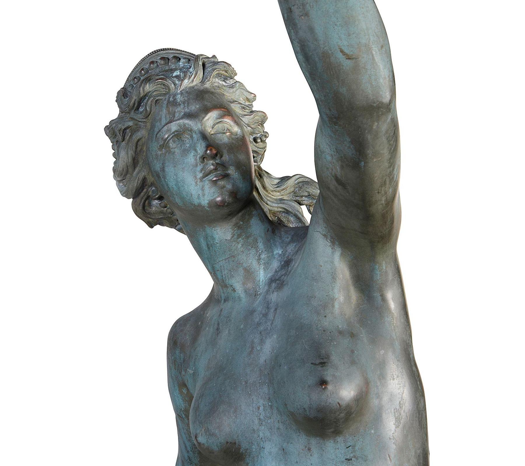 Bronze Life size Mercury + Fortuna, 19th Century, after Falconi. For Sale