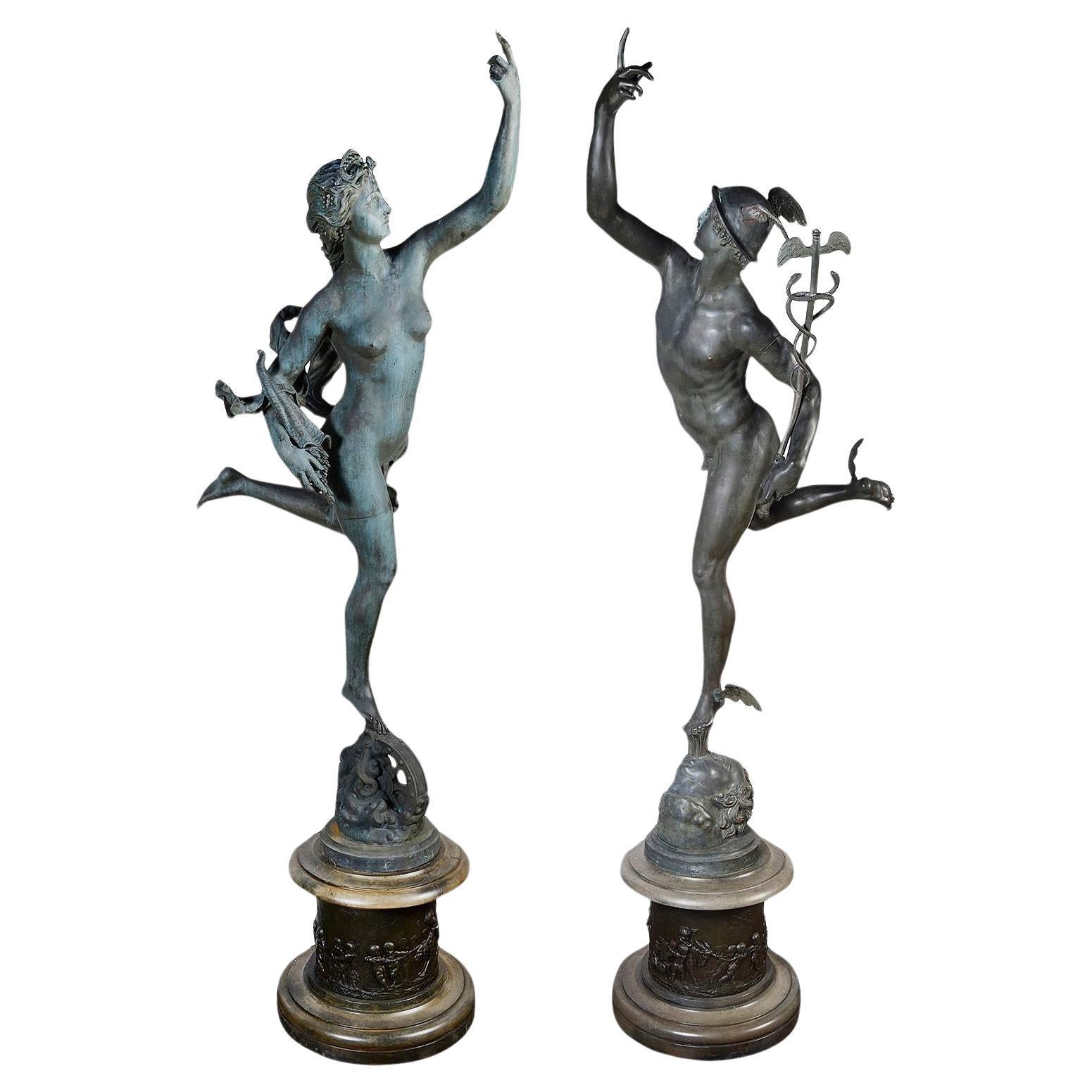 Life size Mercury + Fortuna, 19th Century, after Falconi. For Sale