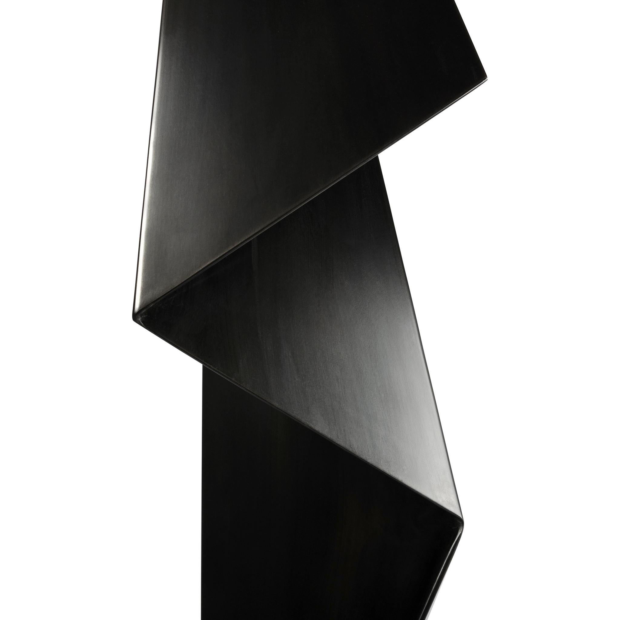 Tall Abstract Origami Art Metal Sculpture Figure in a Hand Blackened Finish For Sale 2