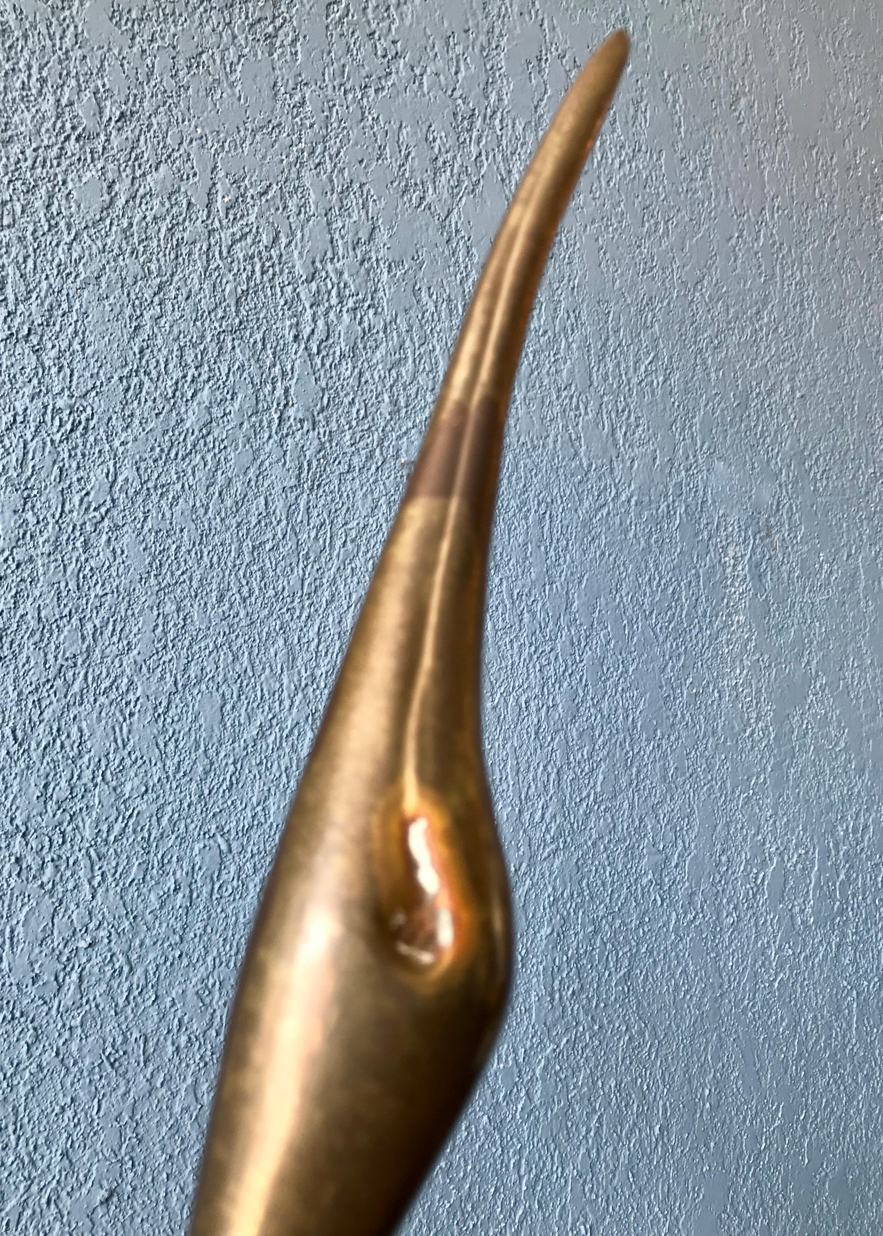 Life Size Mid Century Brass Figure of a Crane 8