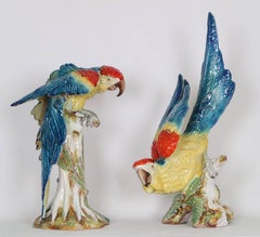 Life-Size Midcentury Italian Majolica Parrots
