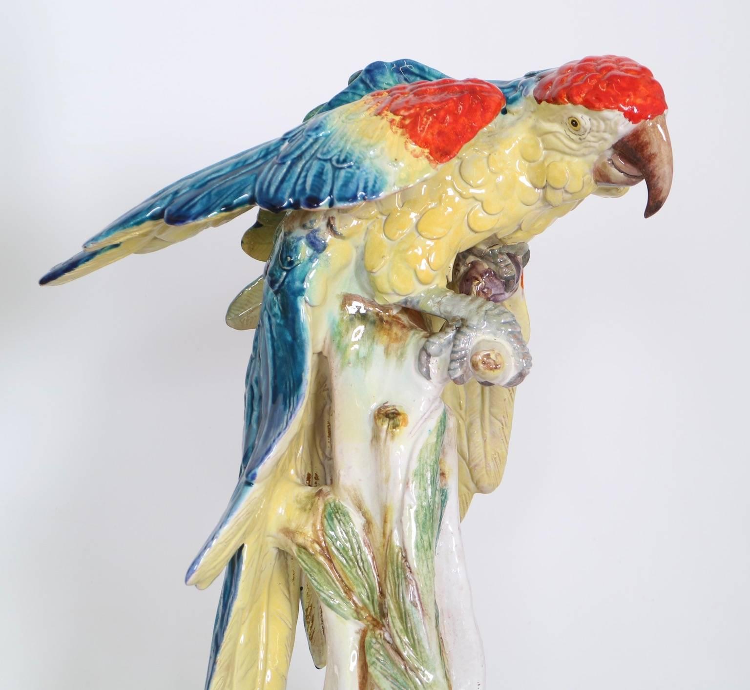 Mid-Century Modern Life-Size Midcentury Italian Majolica Parrots