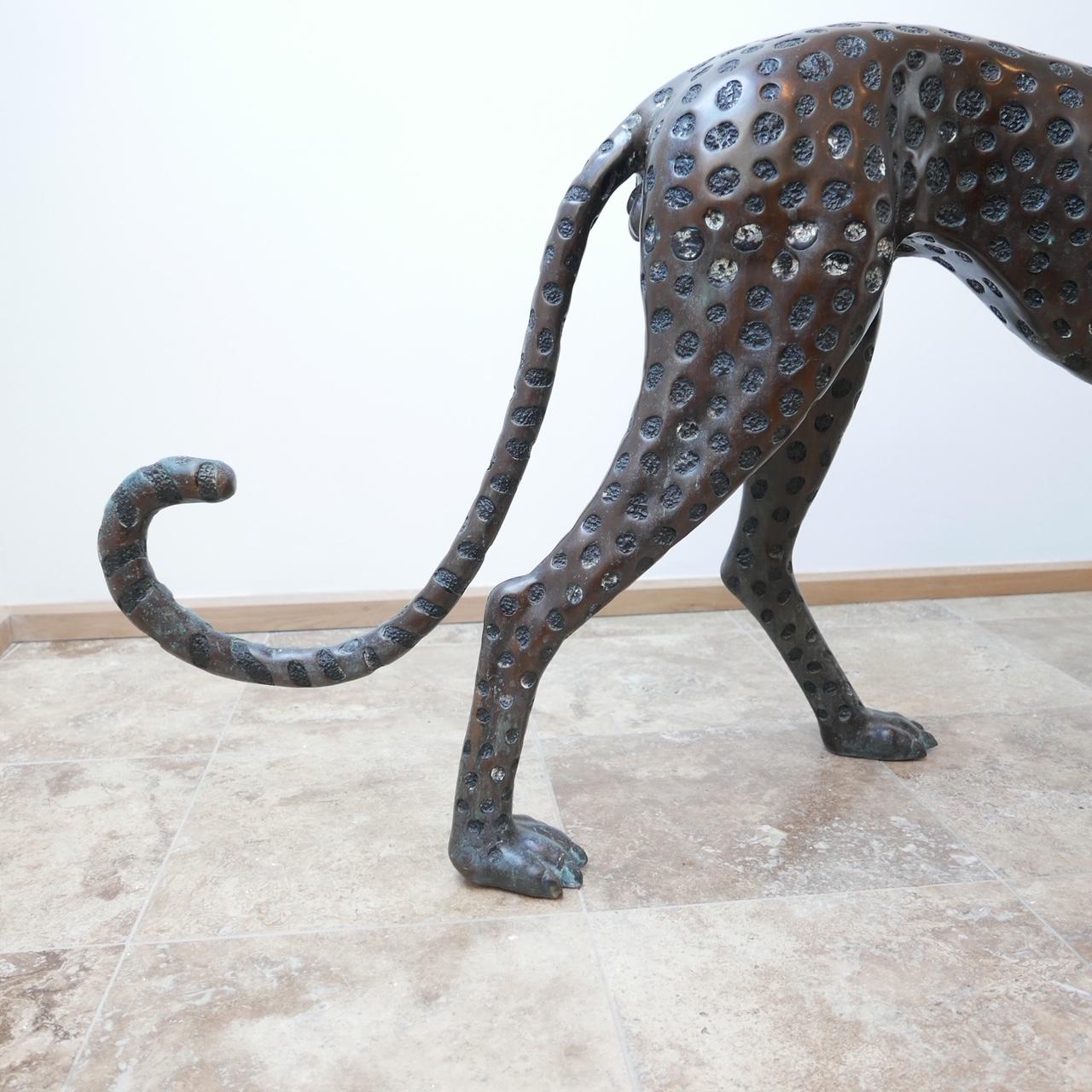 Life Size Midcentury Patinated Bronze Cheetah 3