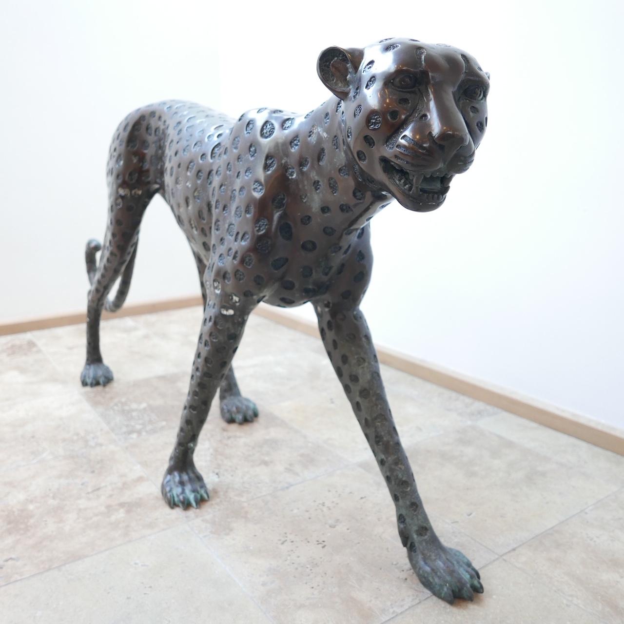 Life Size Midcentury Patinated Bronze Cheetah 8