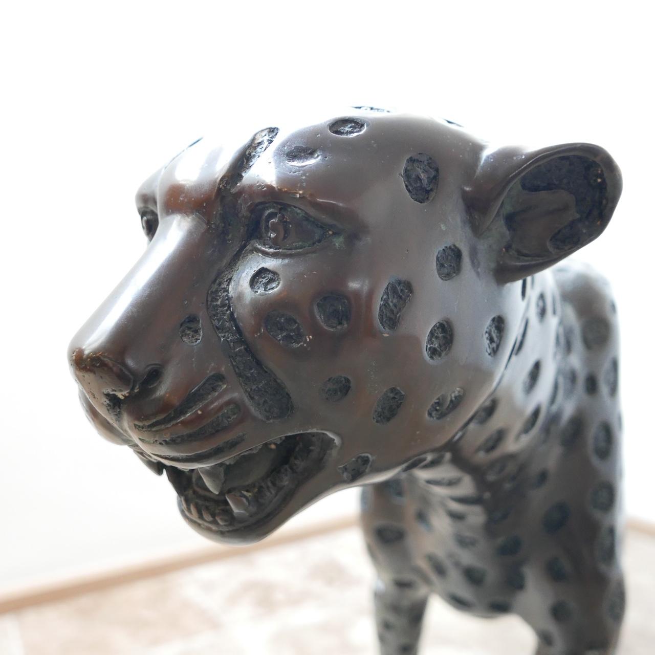 Mid-Century Modern Life Size Midcentury Patinated Bronze Cheetah
