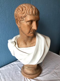 Life Size Mid Century Terra Cotta Bust of a Roman Emperor