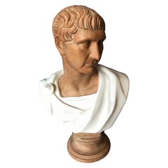 Life Size Mid Century Terra Cotta Bust of a Roman Emperor