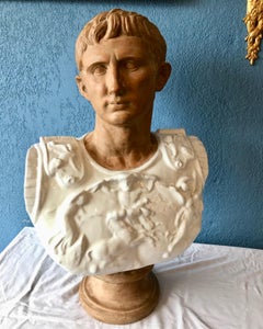 Life Size Mid Century Terra Cotta Bust of Augustas
