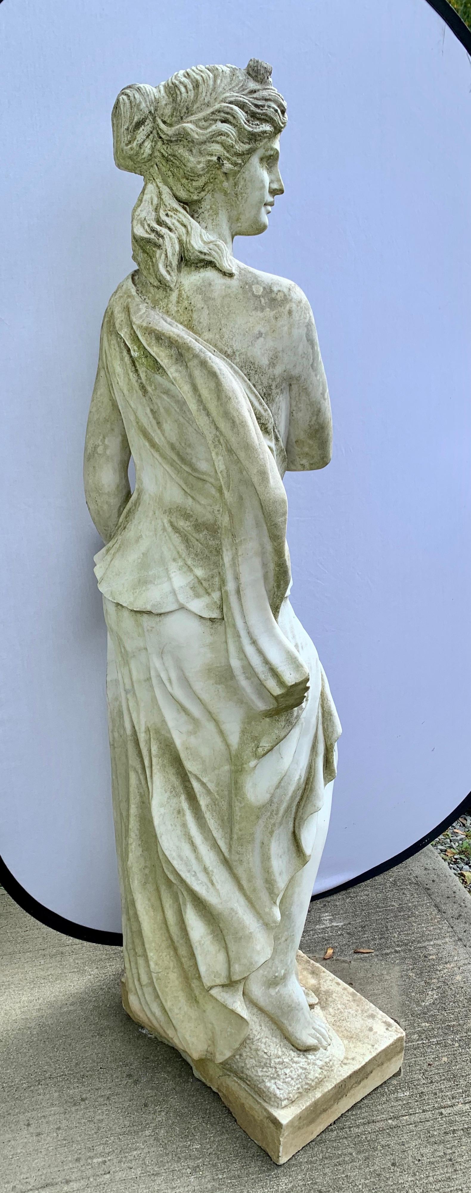Life-Size Neoclassical Greek Goddess of Fall Marble Sculpture Statue with Grapes In Good Condition In West Hartford, CT