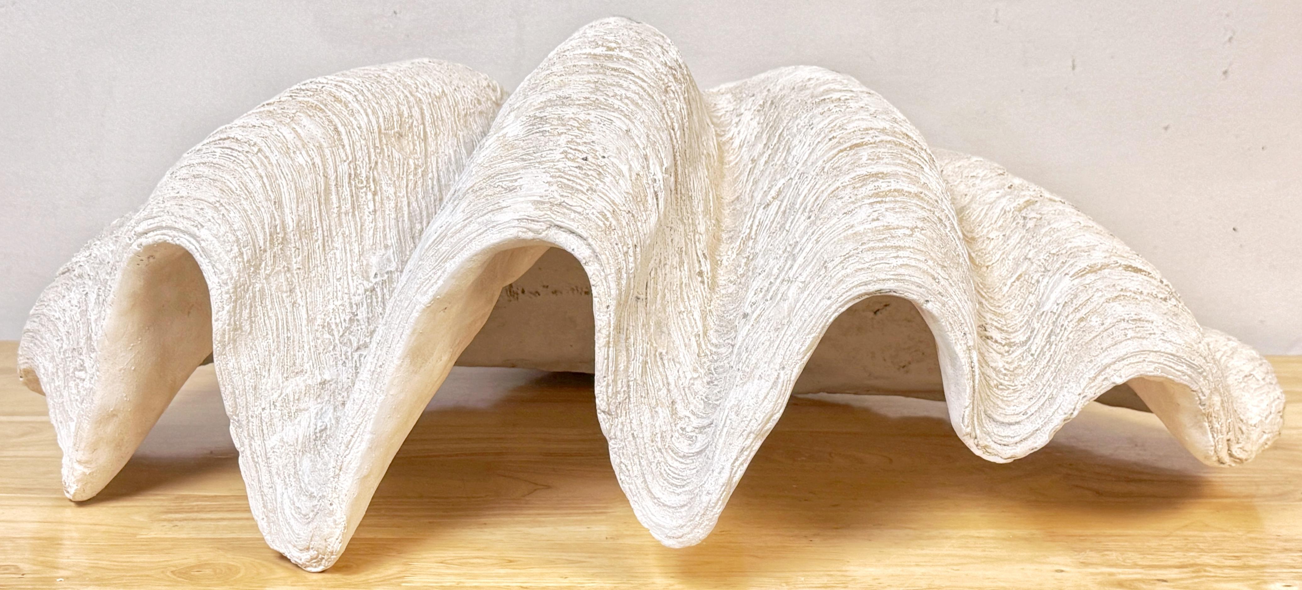 Coquille de palourde Gigas Tridacna en plâtre peint grandeur nature en vente 4