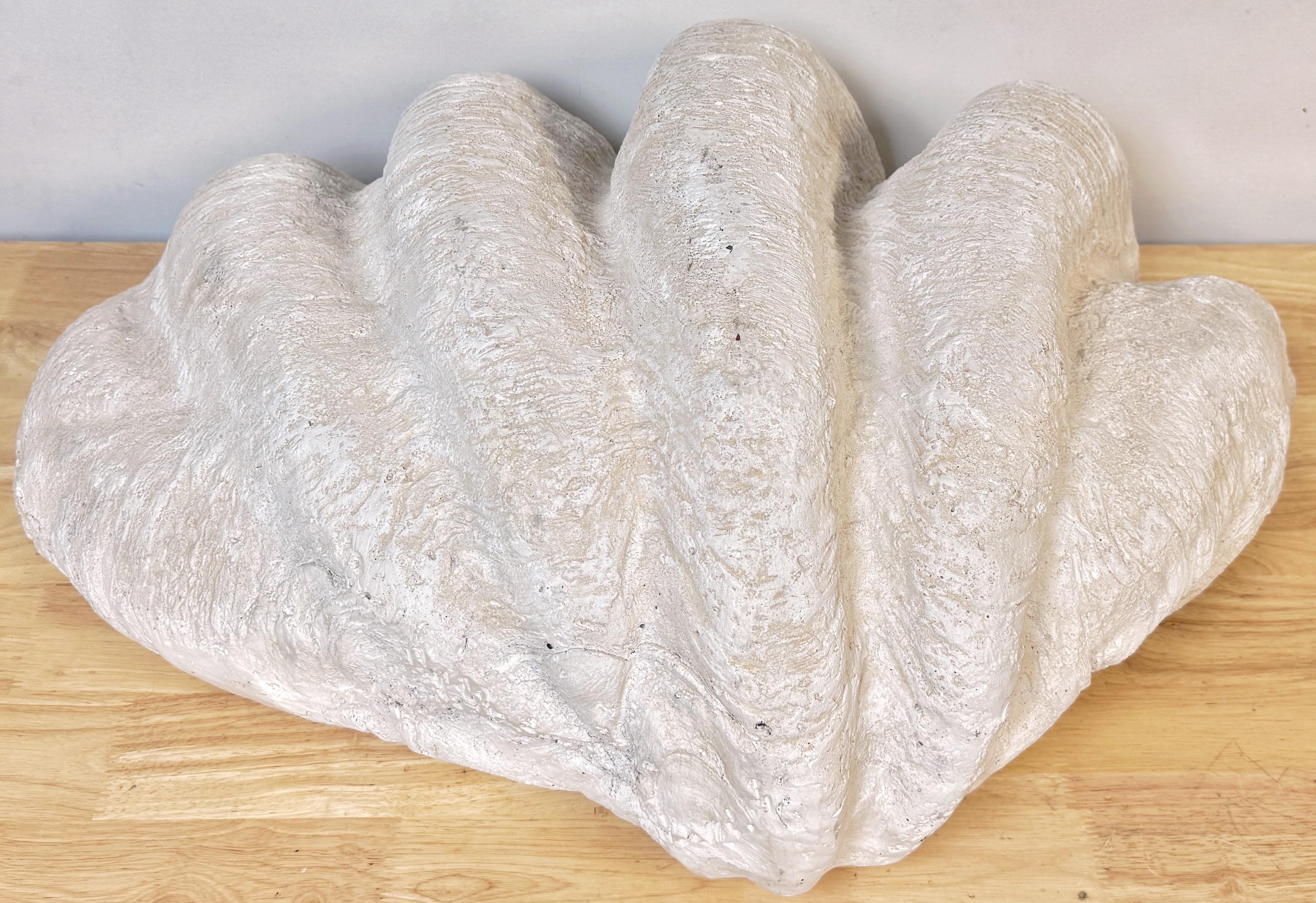 Coquille de palourde Gigas Tridacna en plâtre peint grandeur nature en vente 1