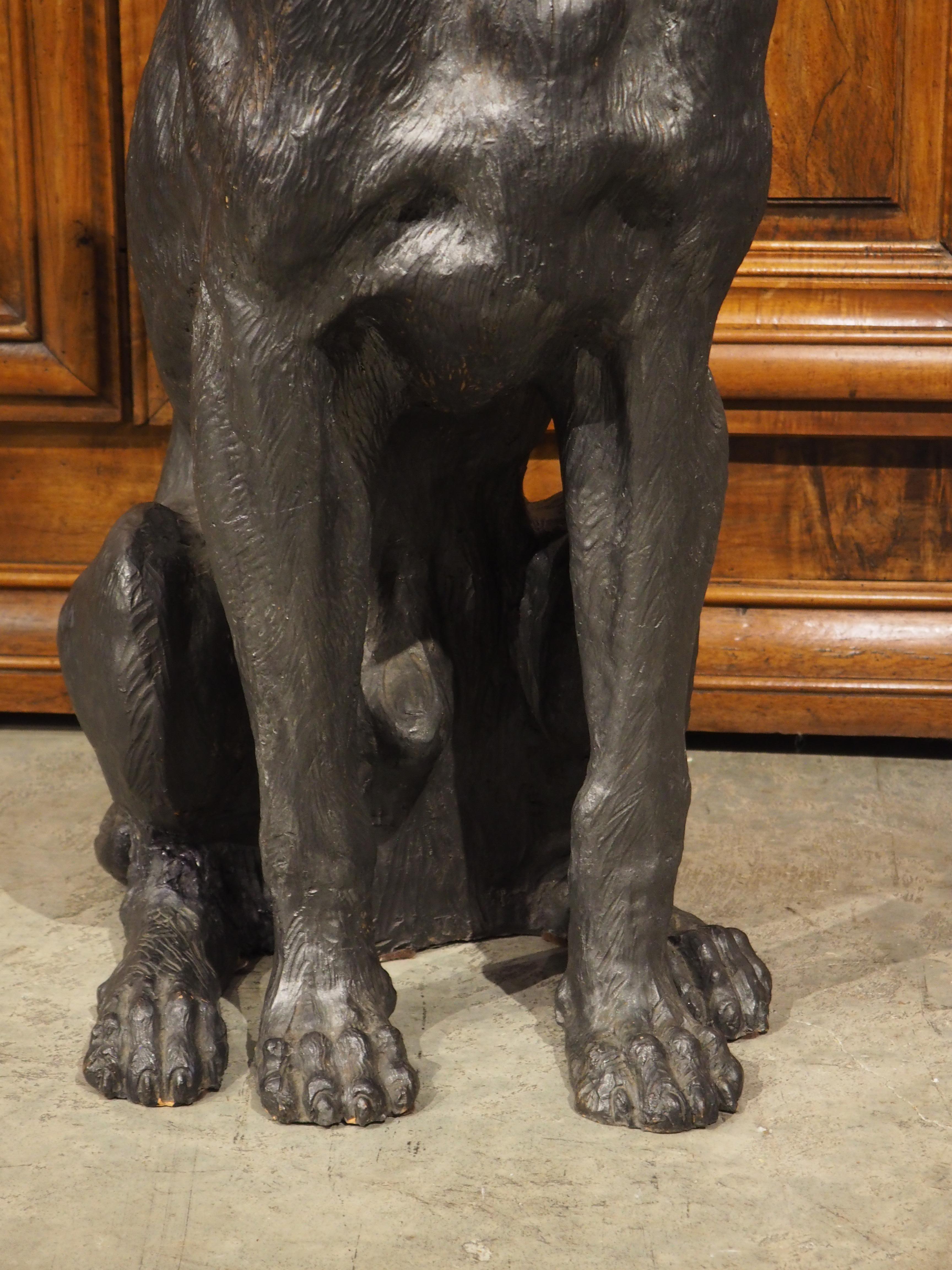 Life-Size Painted Terra Cotta Sculpture of a Large Hound, Austria, Circa 1880 For Sale 3