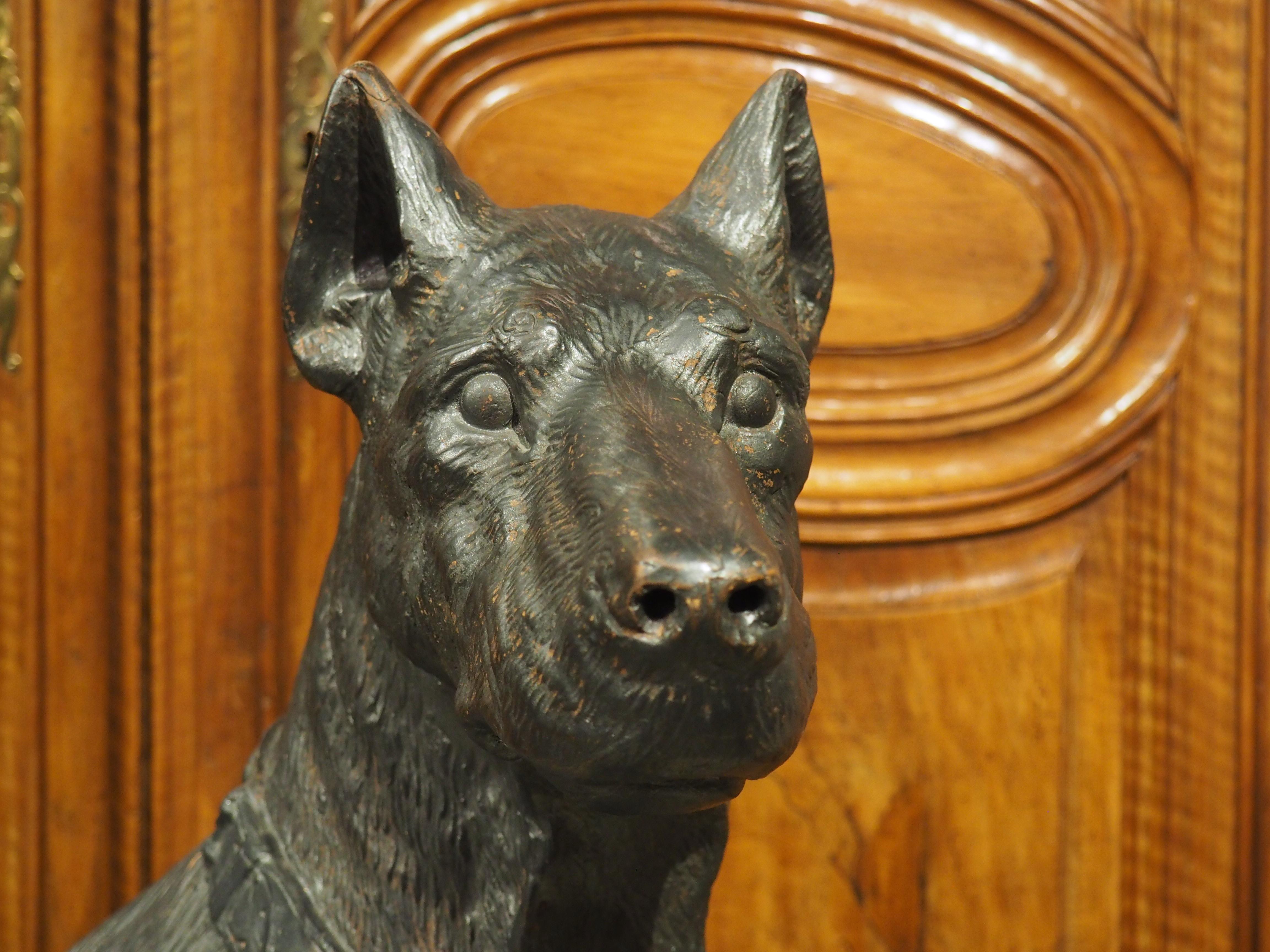 Life-Size Painted Terra Cotta Sculpture of a Large Hound, Austria, Circa 1880 For Sale 10