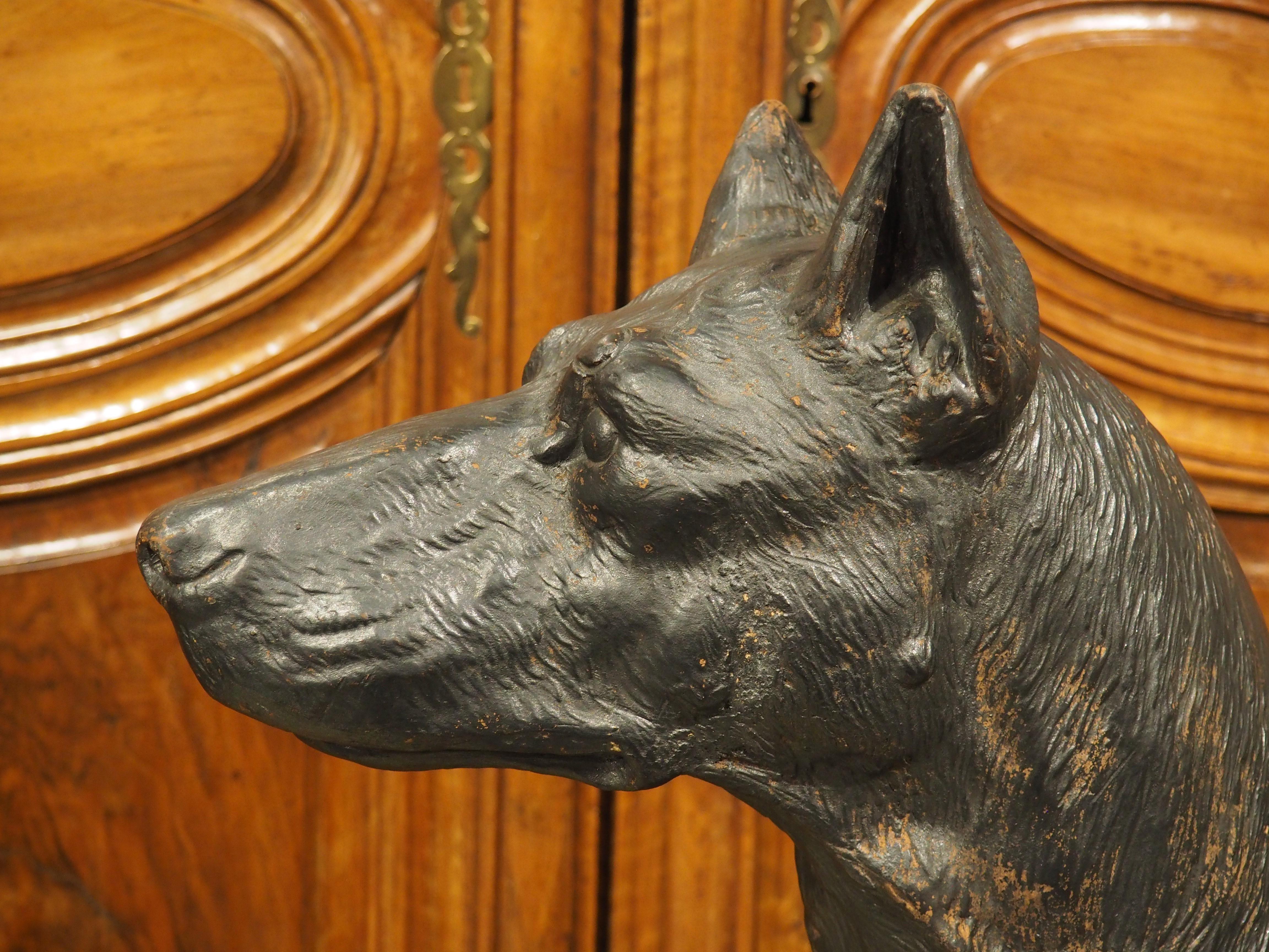 Life-Size Painted Terra Cotta Sculpture of a Large Hound, Austria, Circa 1880 In Good Condition For Sale In Dallas, TX