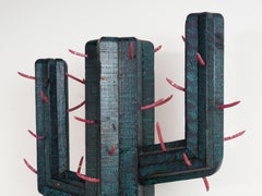 Life-Size Painted Wood Cactus, 1970s