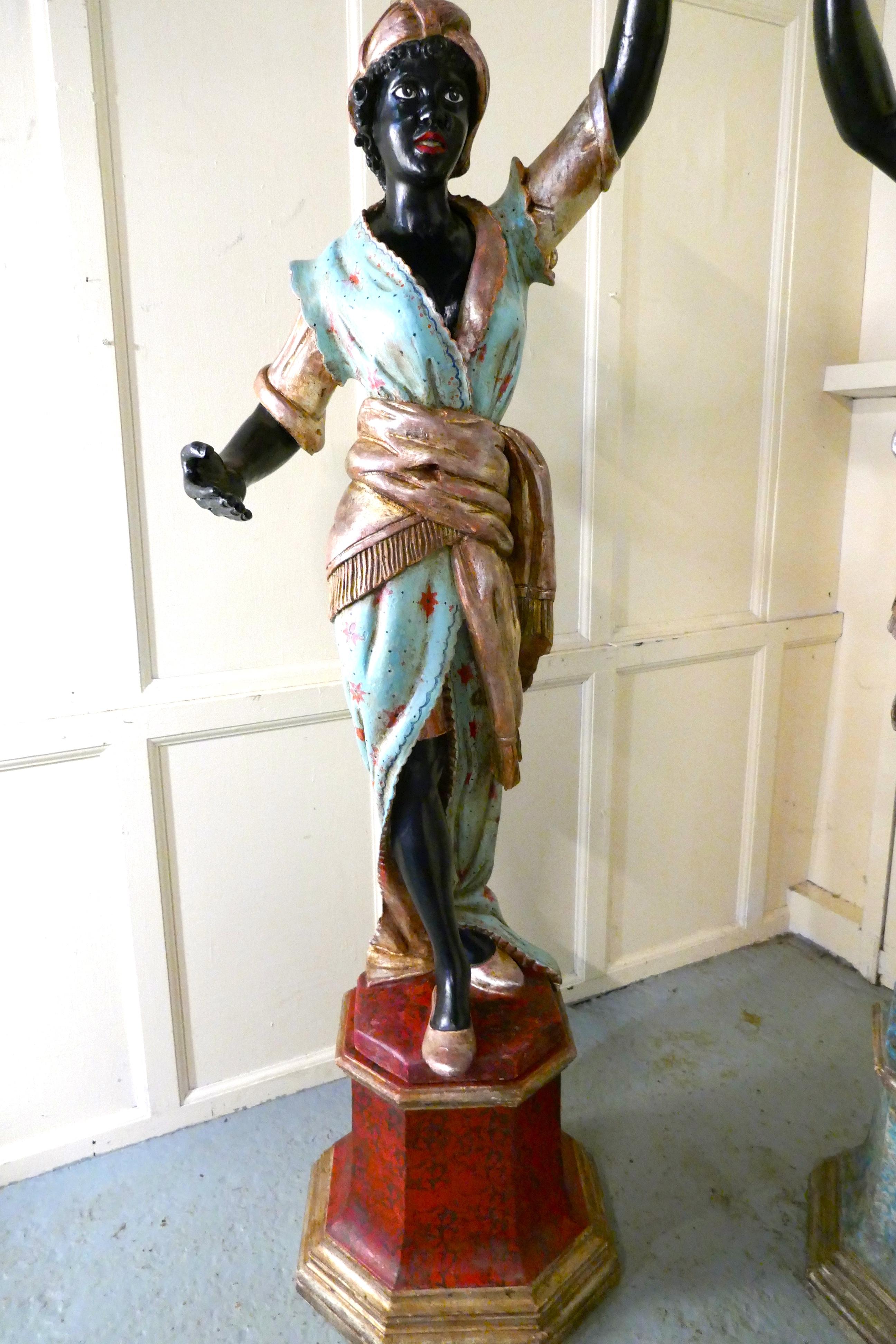 Life size Pair of 19th Century Italian Carved Wooden Statues  For Sale 4