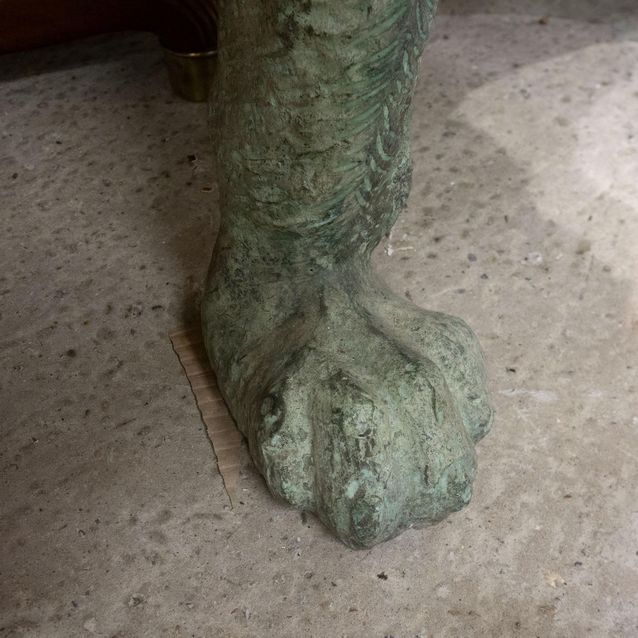 Life Size Pair of Verdigris Patinated Bronze Lions For Sale 1