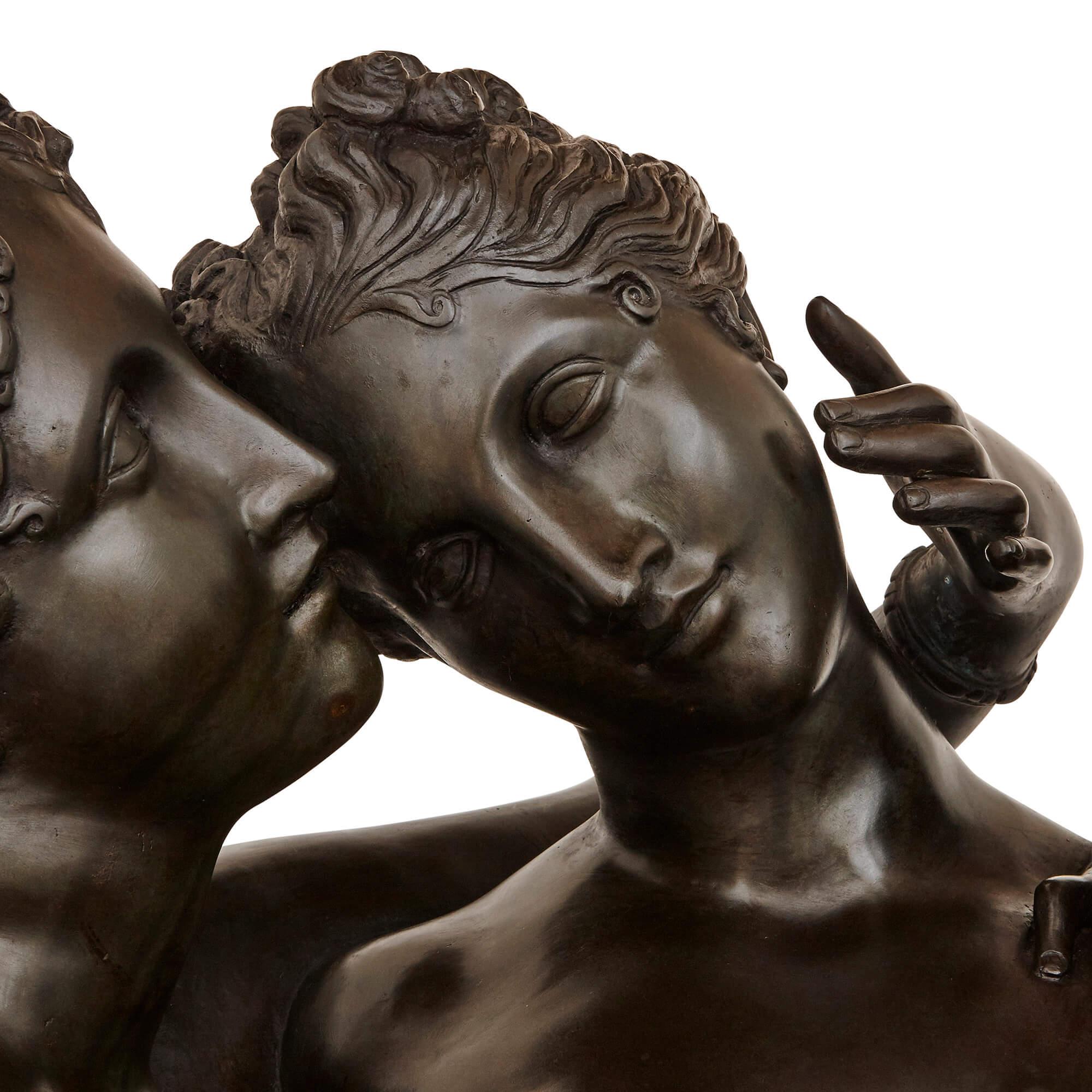 Neoclassical Life-Size Patinated Bronze Group After Canova For Sale