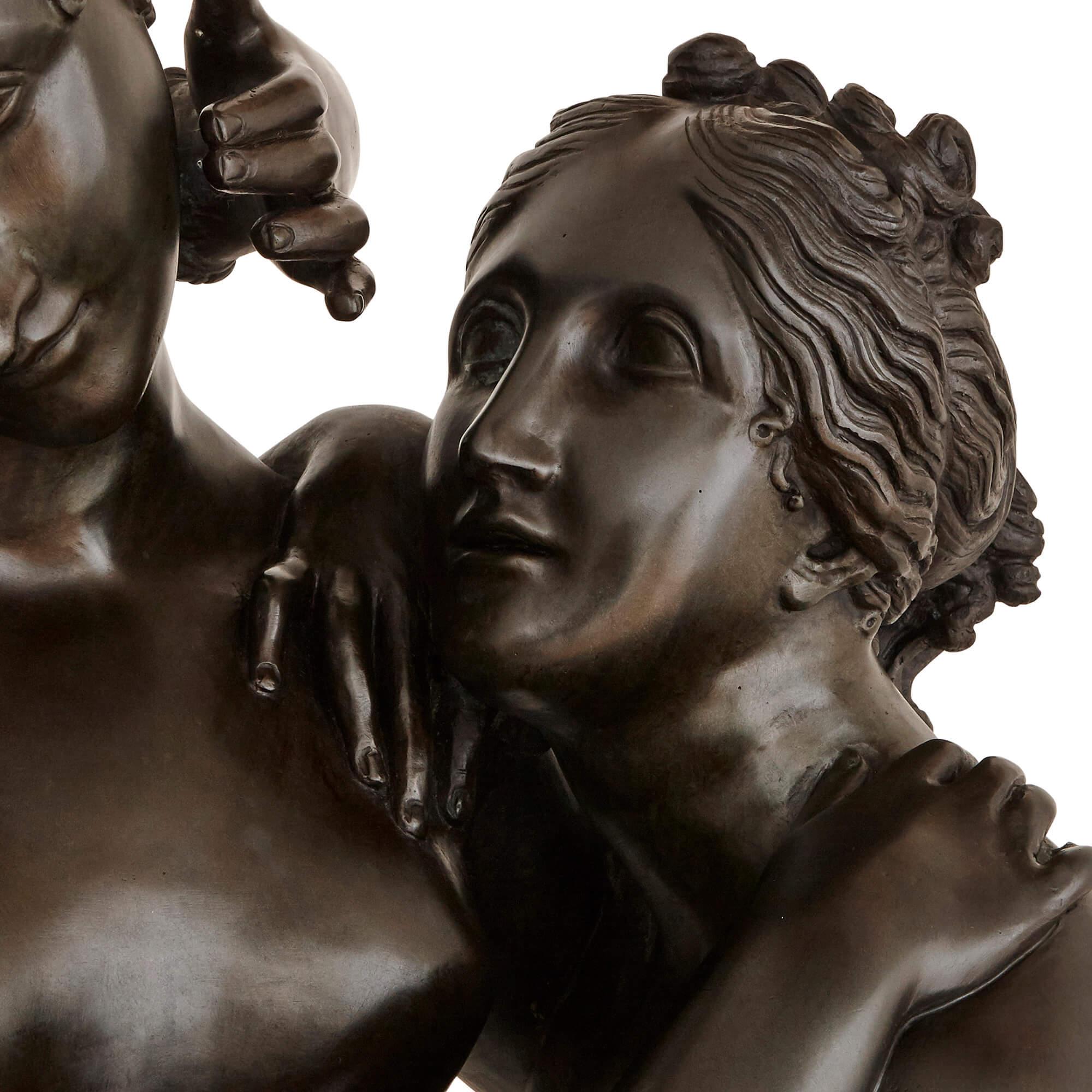 Italian Life-Size Patinated Bronze Group After Canova For Sale