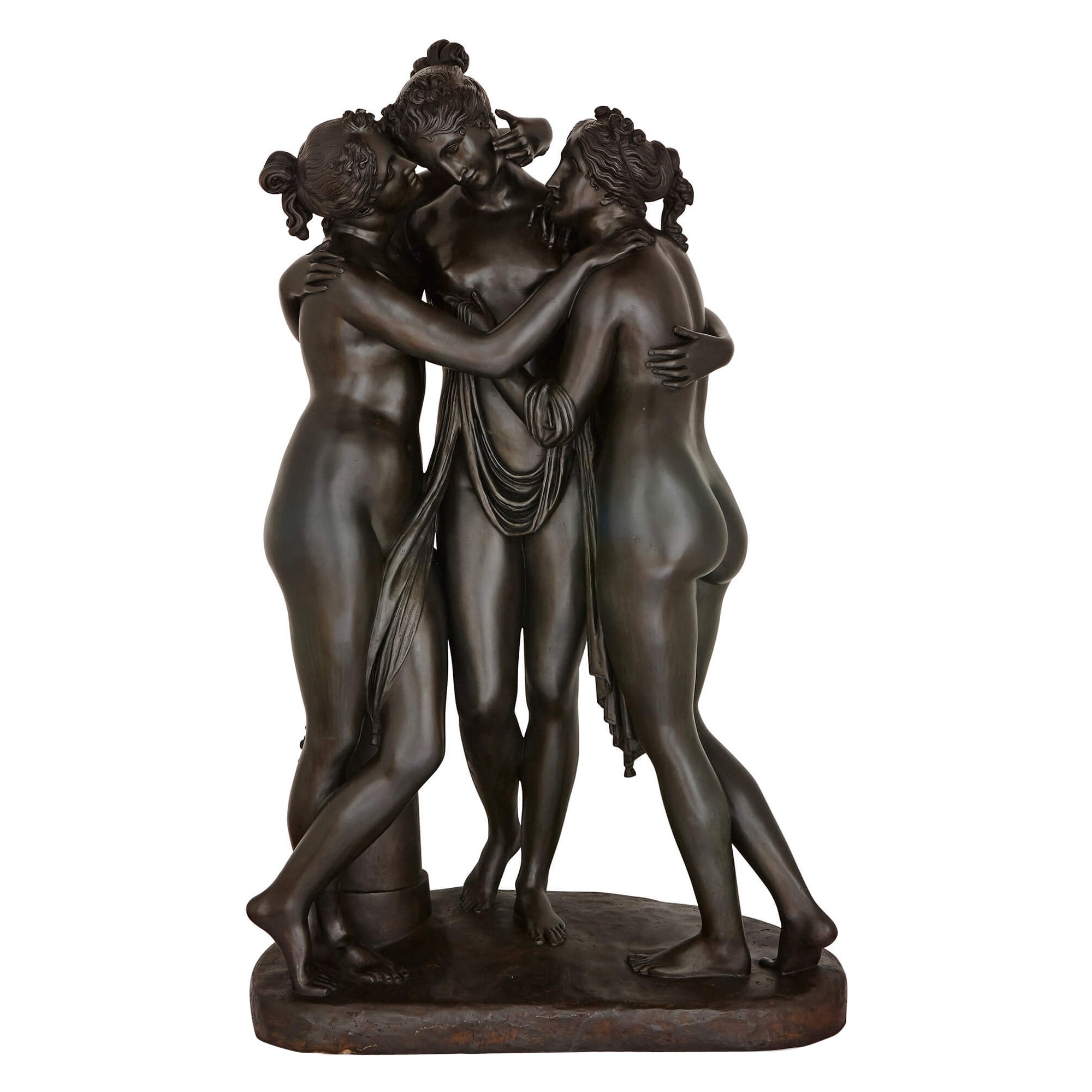Life Size Patinated Bronze Group After Canova For Sale