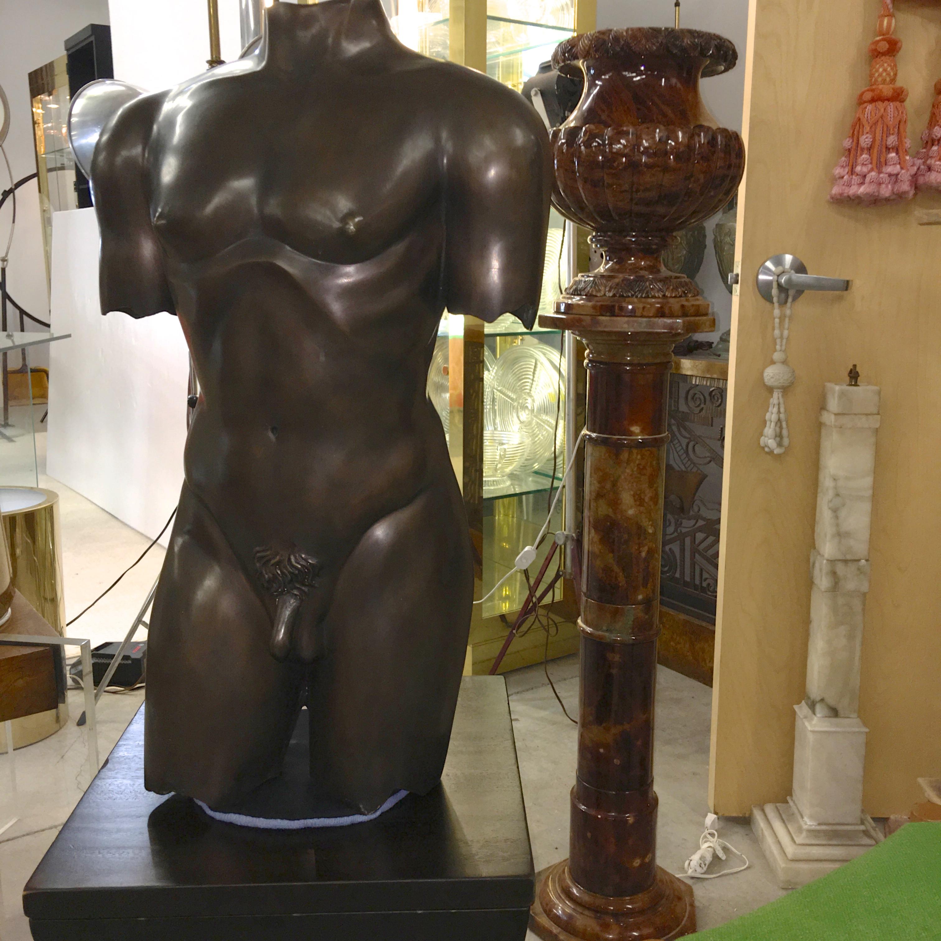 Life-Size Patinated Bronze Male Nude Torso Sculpture 5