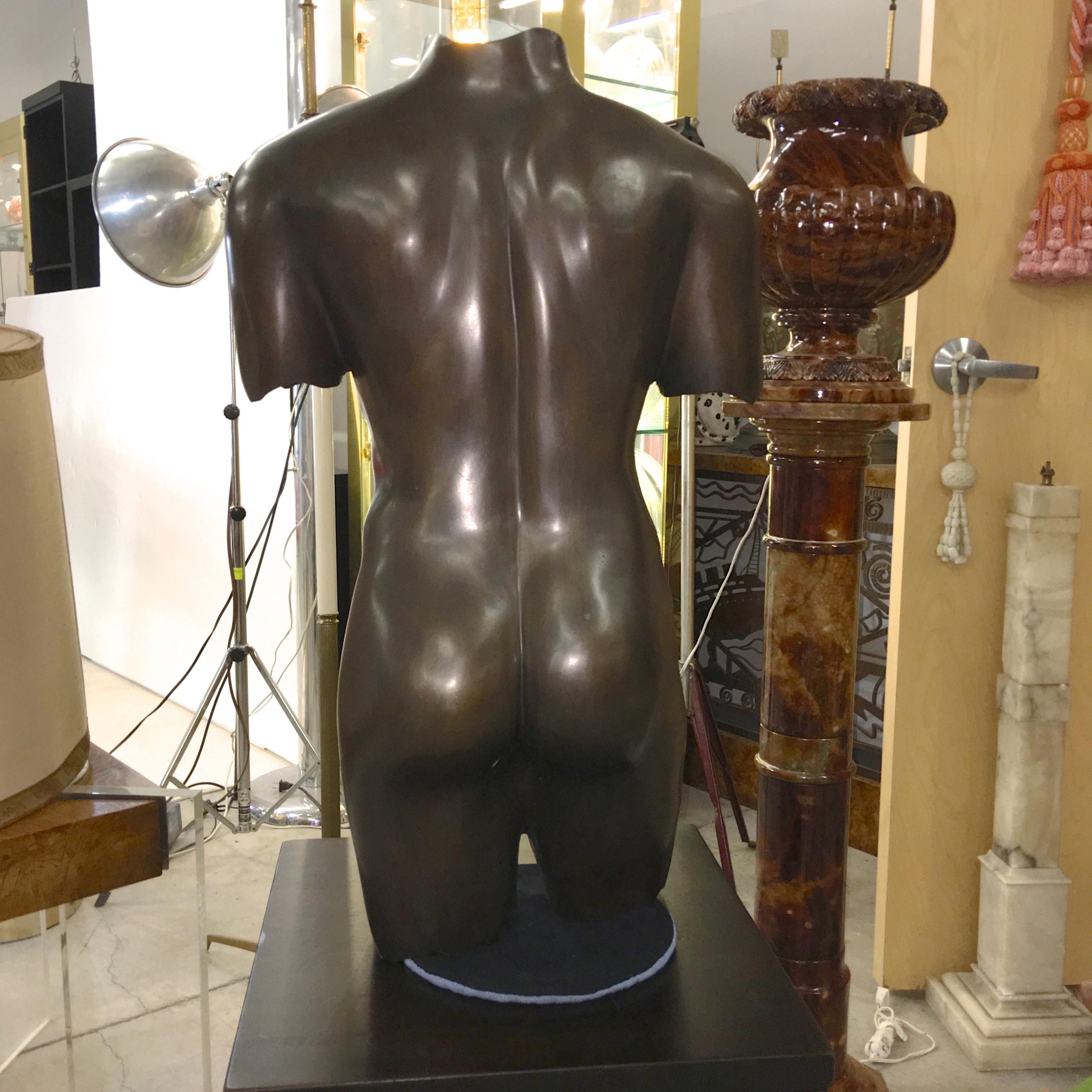 Life-Size Patinated Bronze Male Nude Torso Sculpture 6