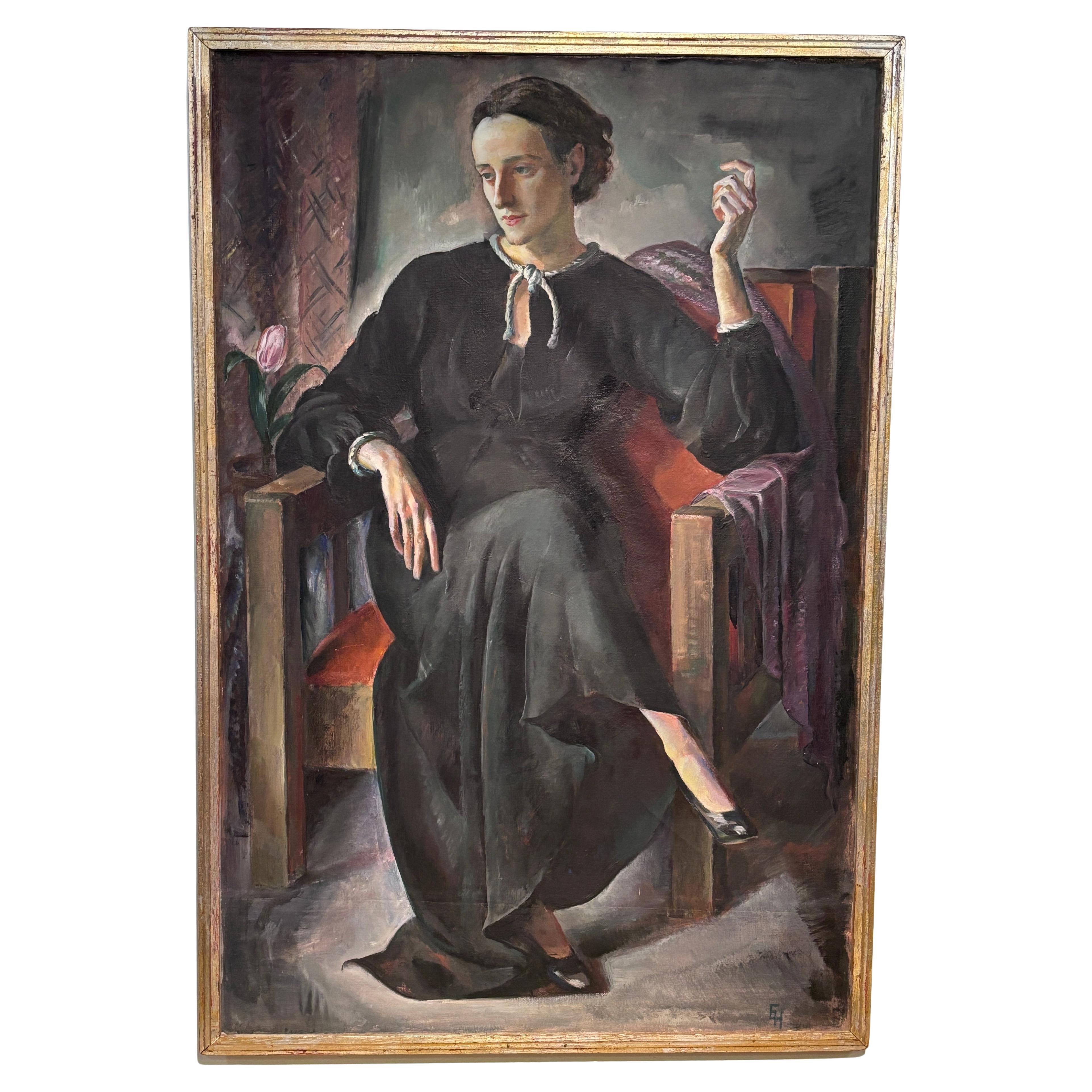 Retrato de mujer a tamaño natural, por el artista californiano Ejnar Hansen 1935