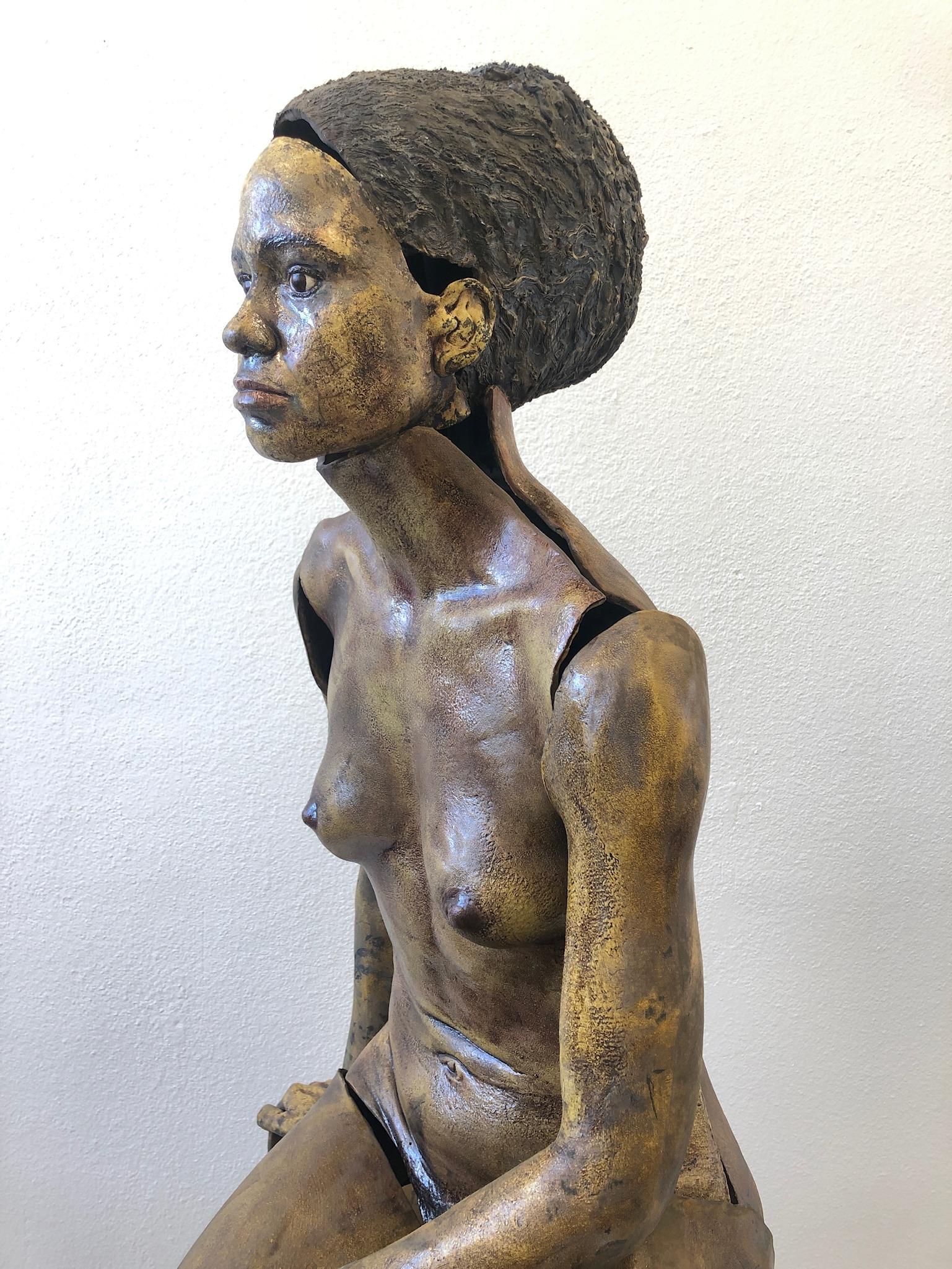 Life-Size Raku Ceramic Female Sculpture by Eva Stettner For Sale 2