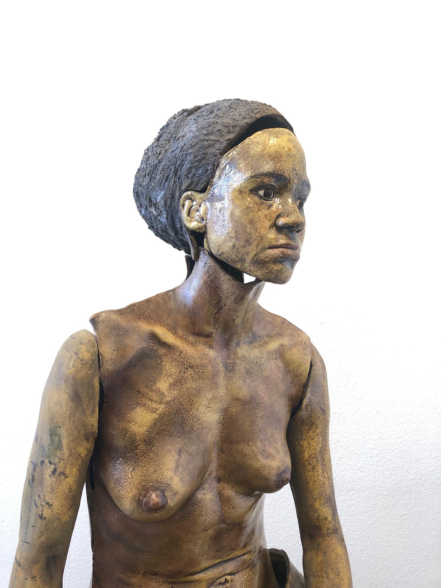 Life-Size Raku Ceramic Female Sculpture by Eva Stettner For Sale 4