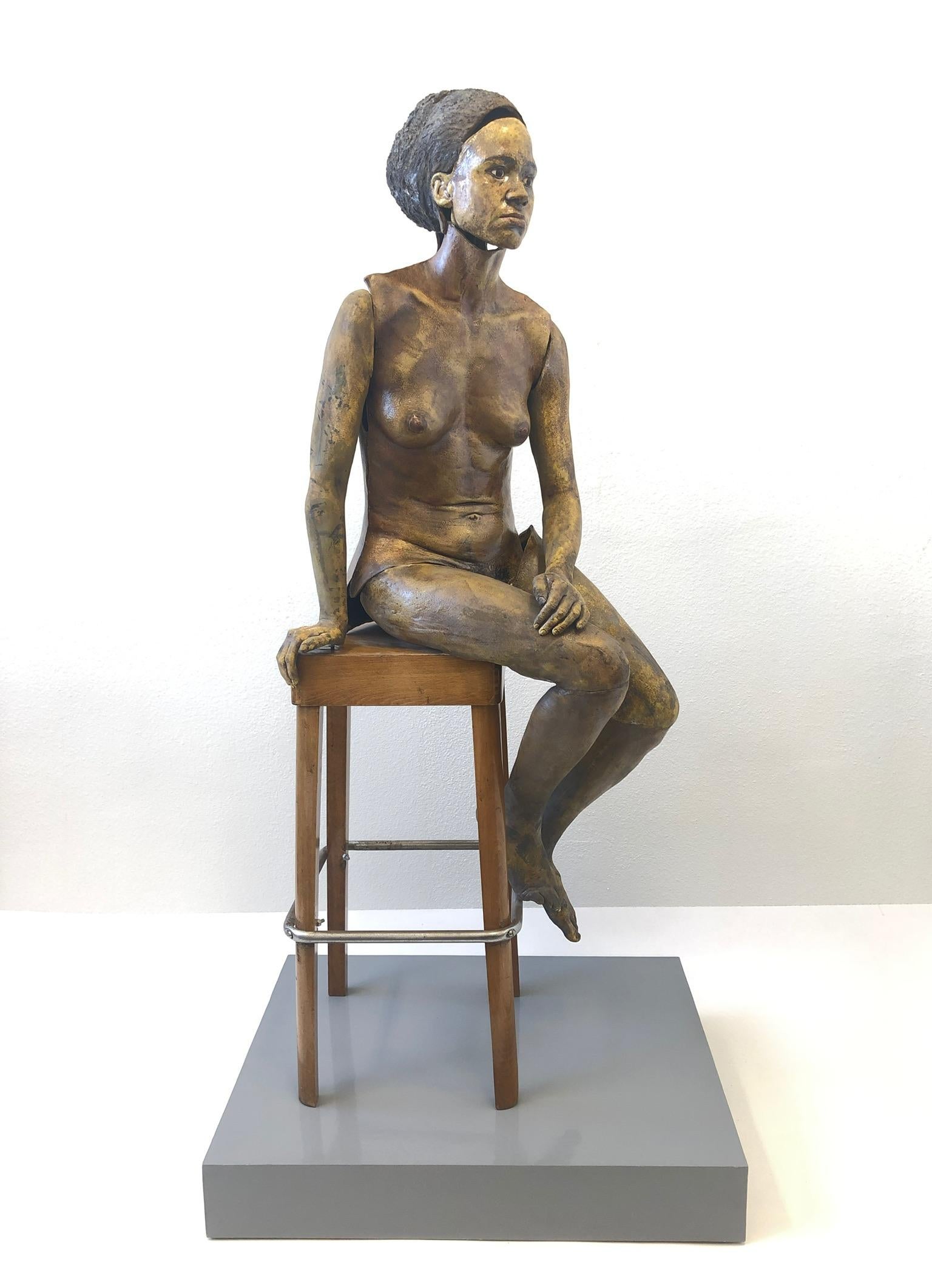 Life-Size Raku Ceramic Female Sculpture by Eva Stettner For Sale 8