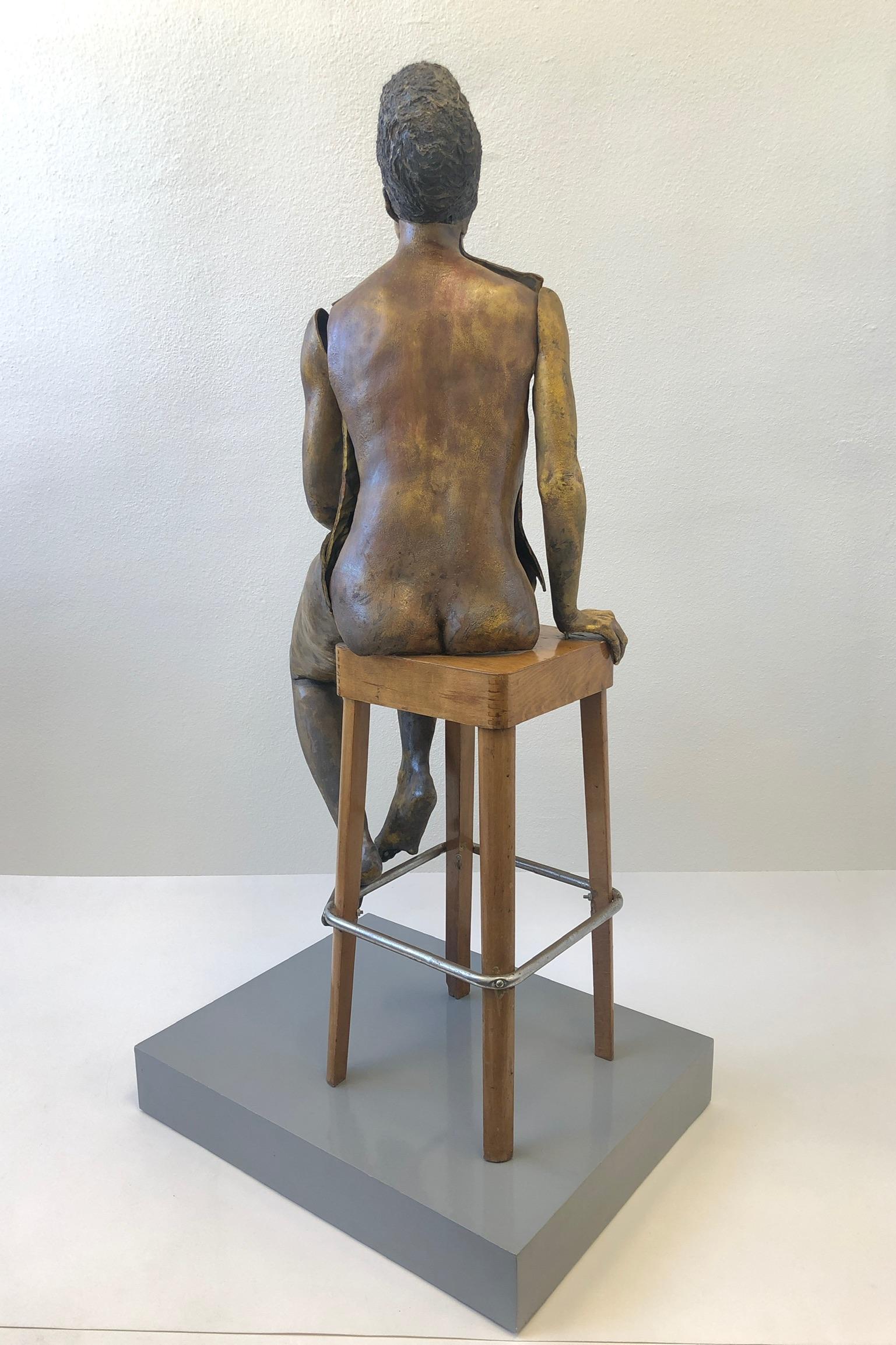 Life-Size Raku Ceramic Female Sculpture by Eva Stettner In Excellent Condition For Sale In Palm Springs, CA