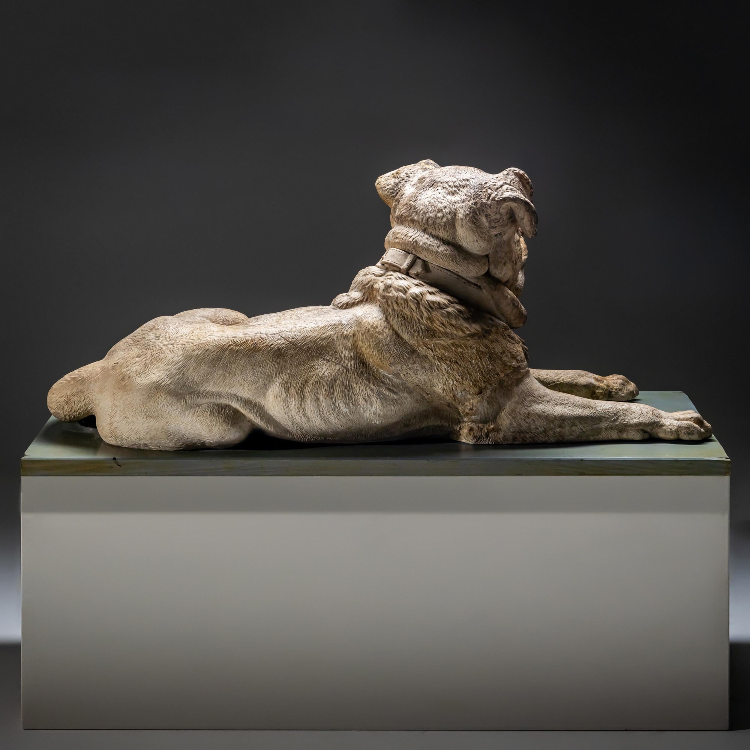 Life-Size Reclining Dog in Ceramic, probably 19th Century 2