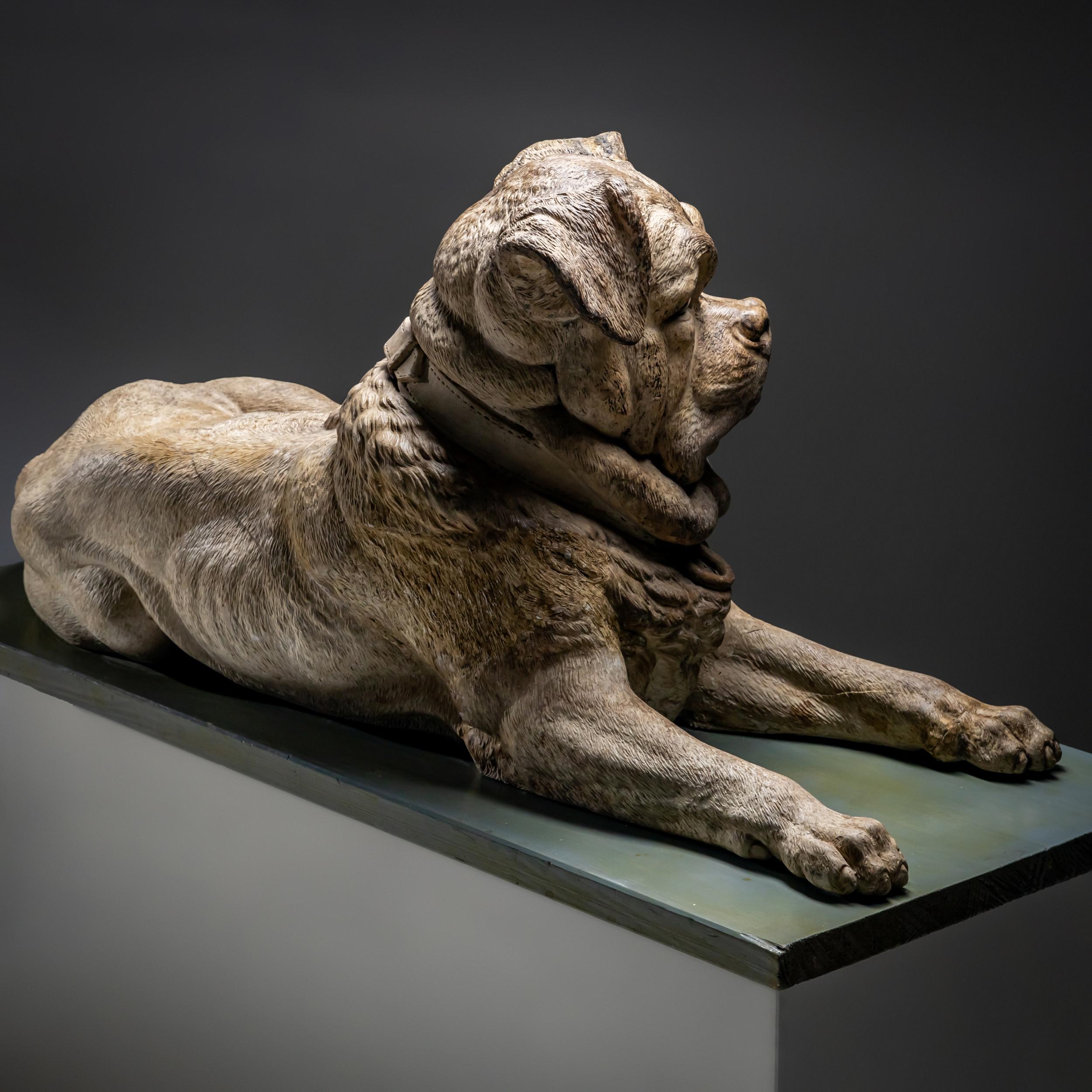 Life-Size Reclining Dog in Ceramic, probably 19th Century 3