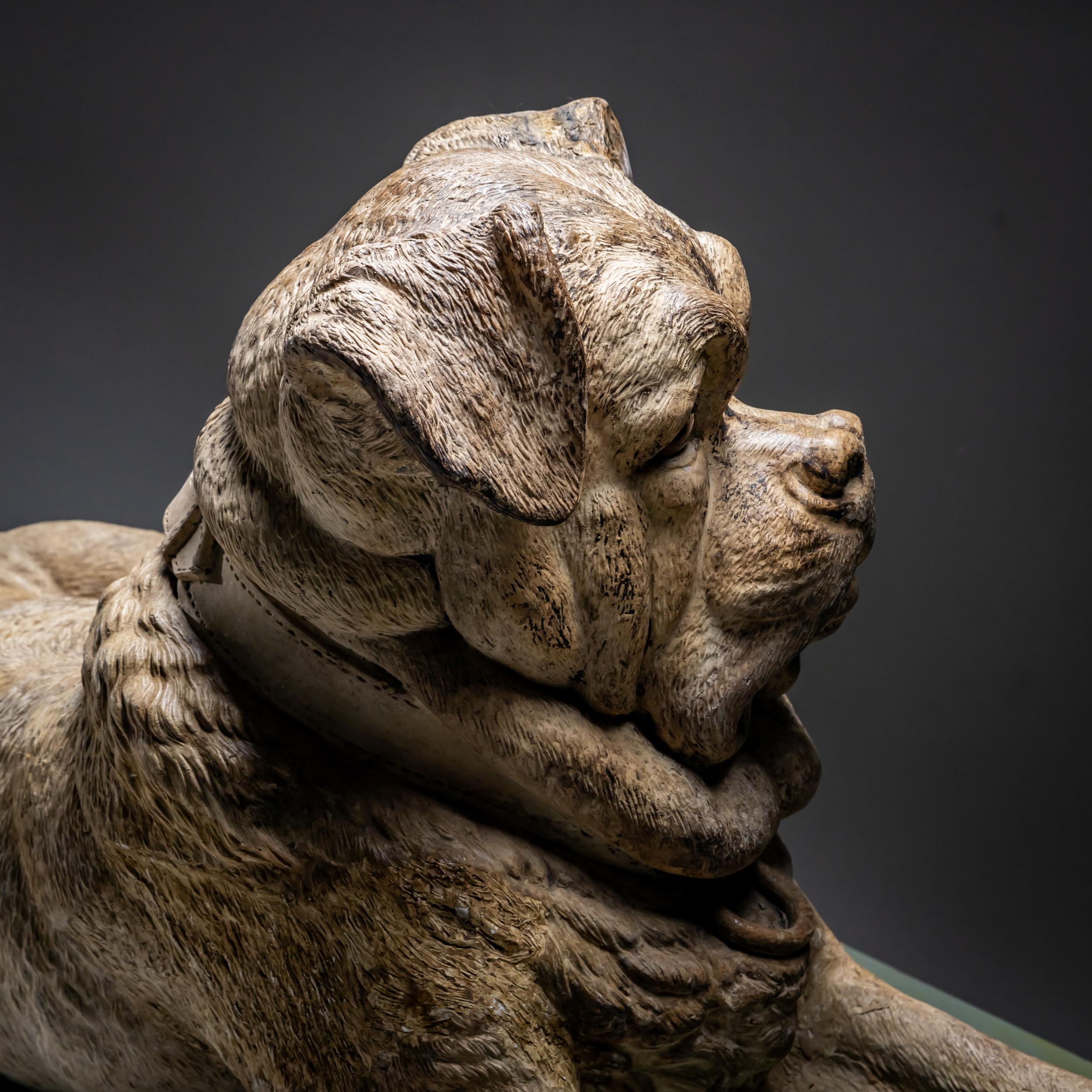 Life-Size Reclining Dog in Ceramic, probably 19th Century 4