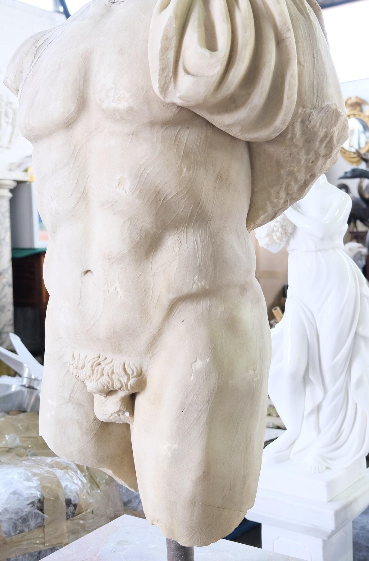 European Life-size Roman Bust Statue, 20th Century  For Sale