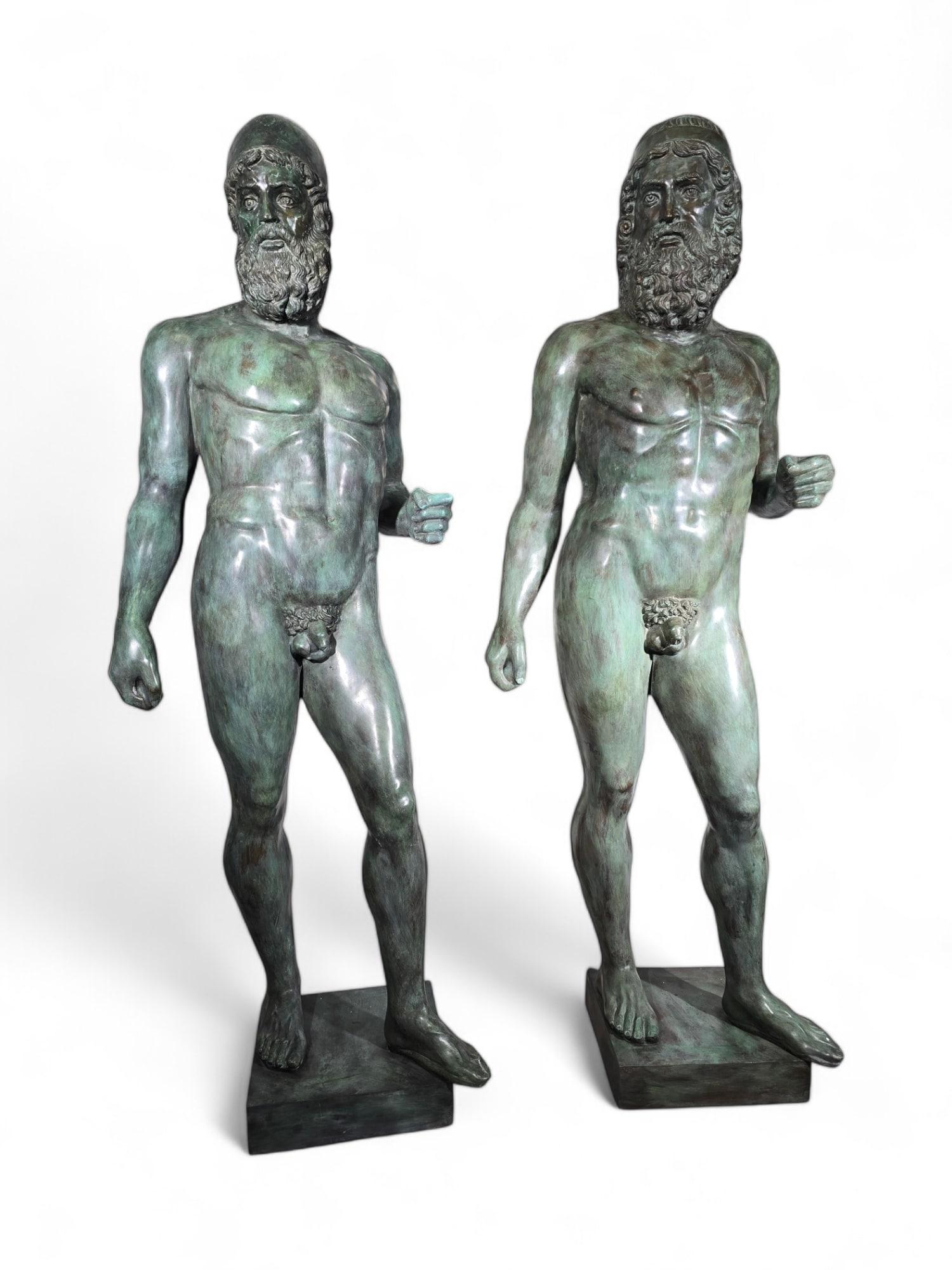 Sculptures grandeur nature de 180 cm des Guerriers de Riace, 1980, Bronzes en vente 6