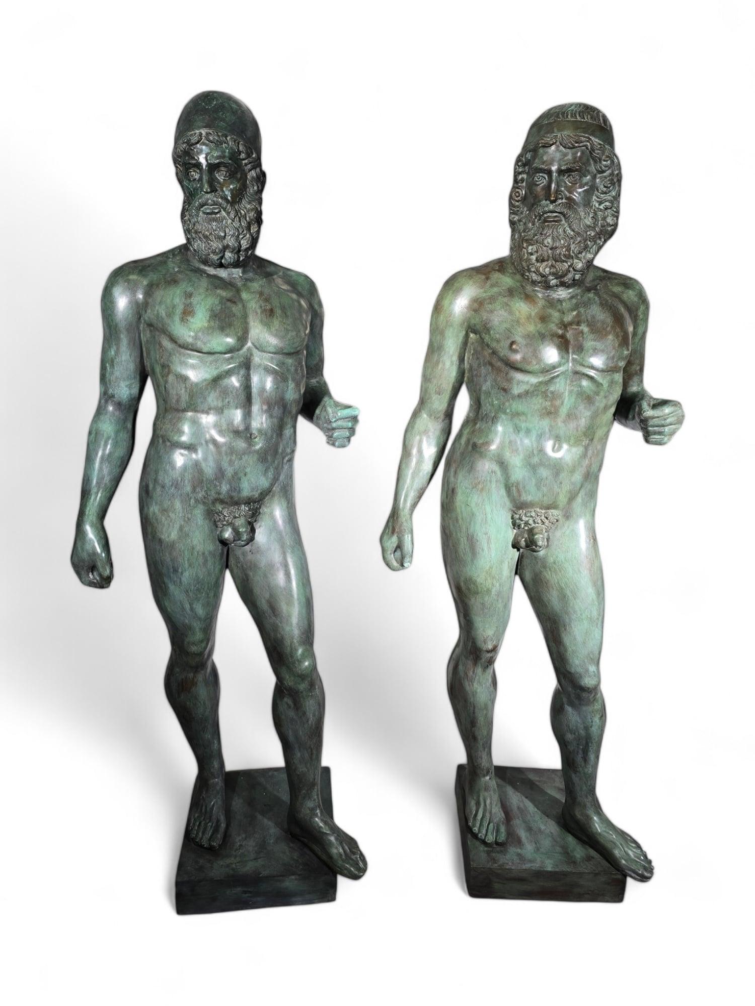 Sculptures grandeur nature de 180 cm des Guerriers de Riace, 1980, Bronzes en vente 9