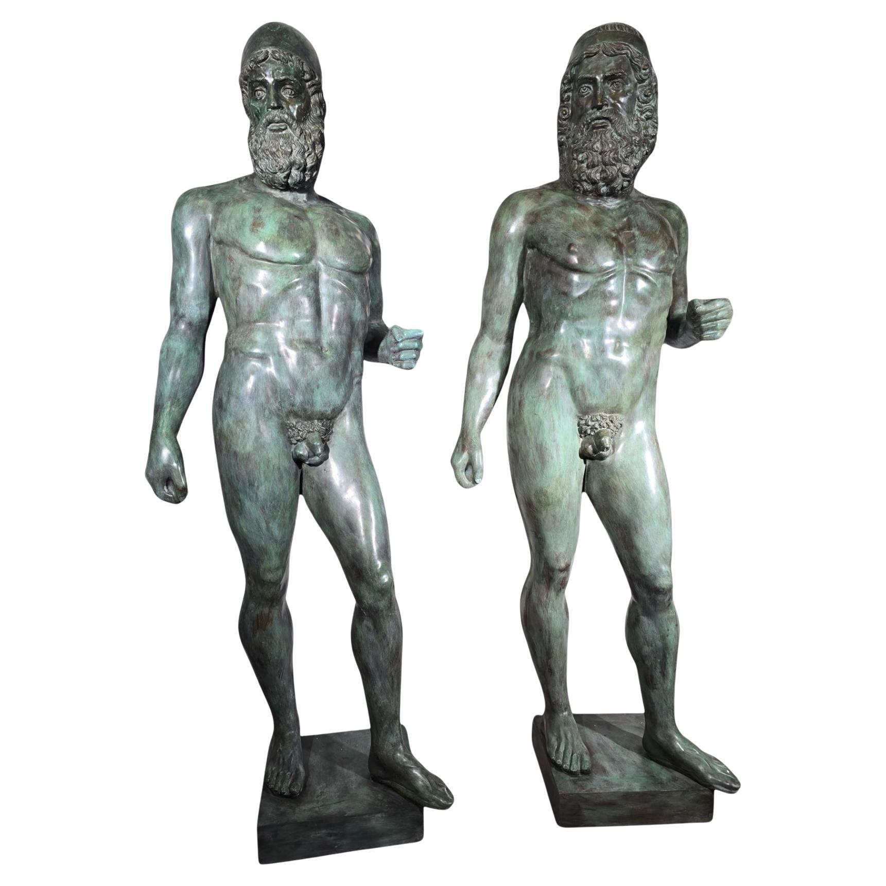 Life-Size Sculptures 180cm of the Riace Warriors, Bronzes For Sale