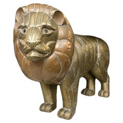 Life Size Sergio Bustamante Mexican Lion Sculpture,  Mixed Metals