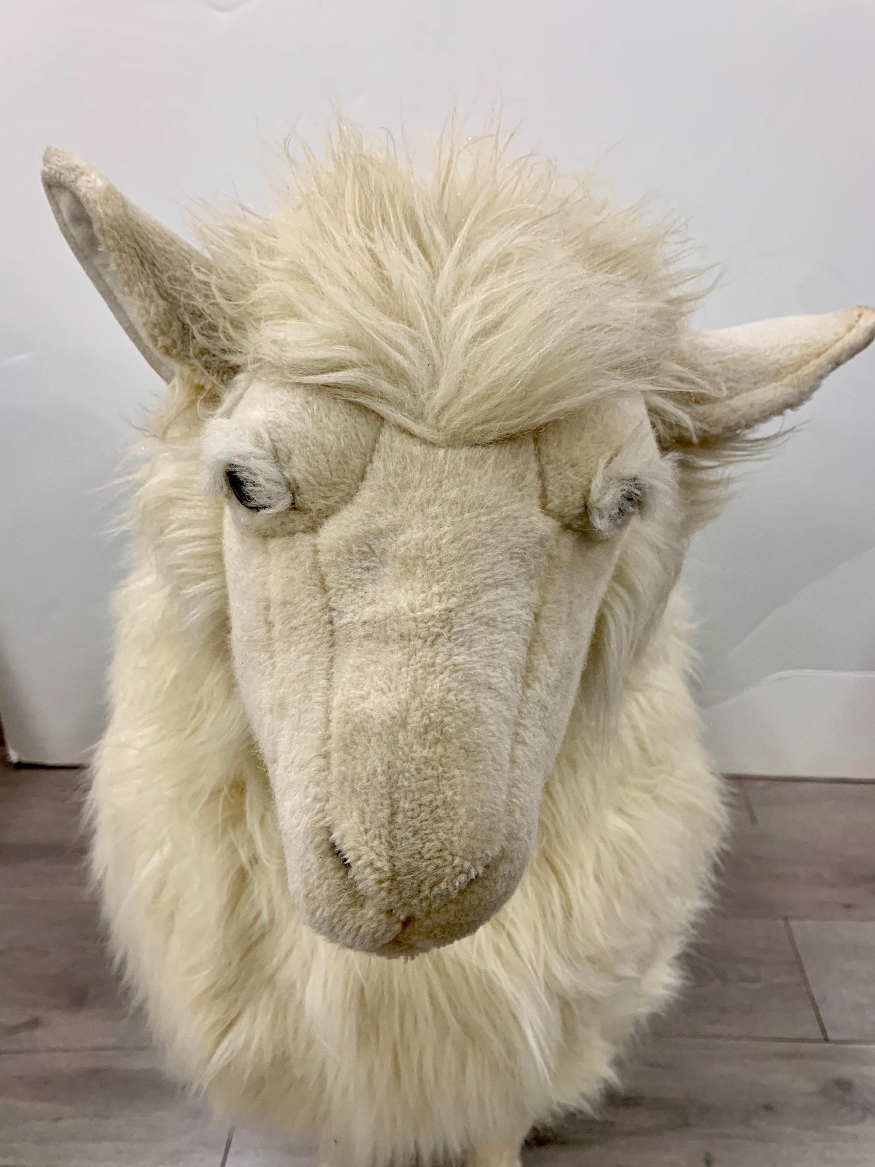 20th Century Life-Size Sheepskin Wool Sheep Sculpture Statue Brooks Brothers