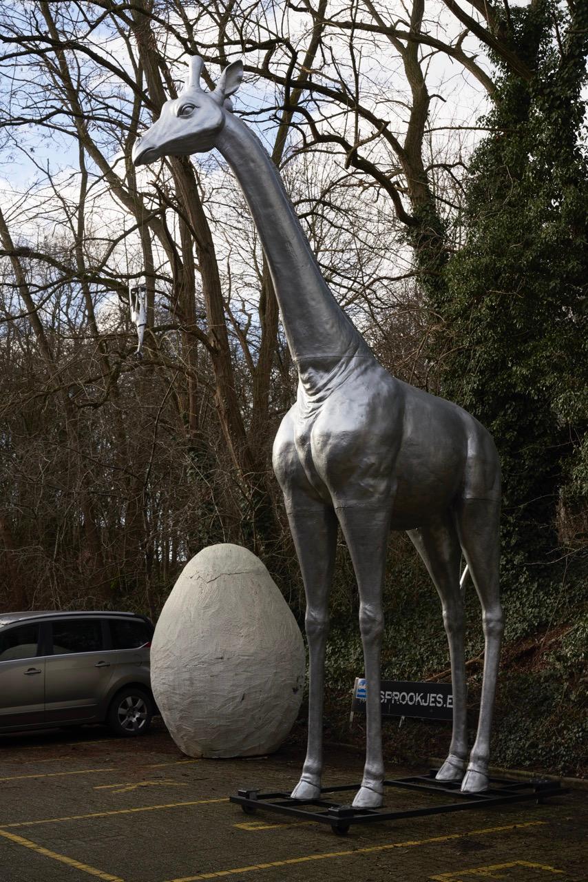Life-Size Silver Giraffe Sculpture For Sale 4