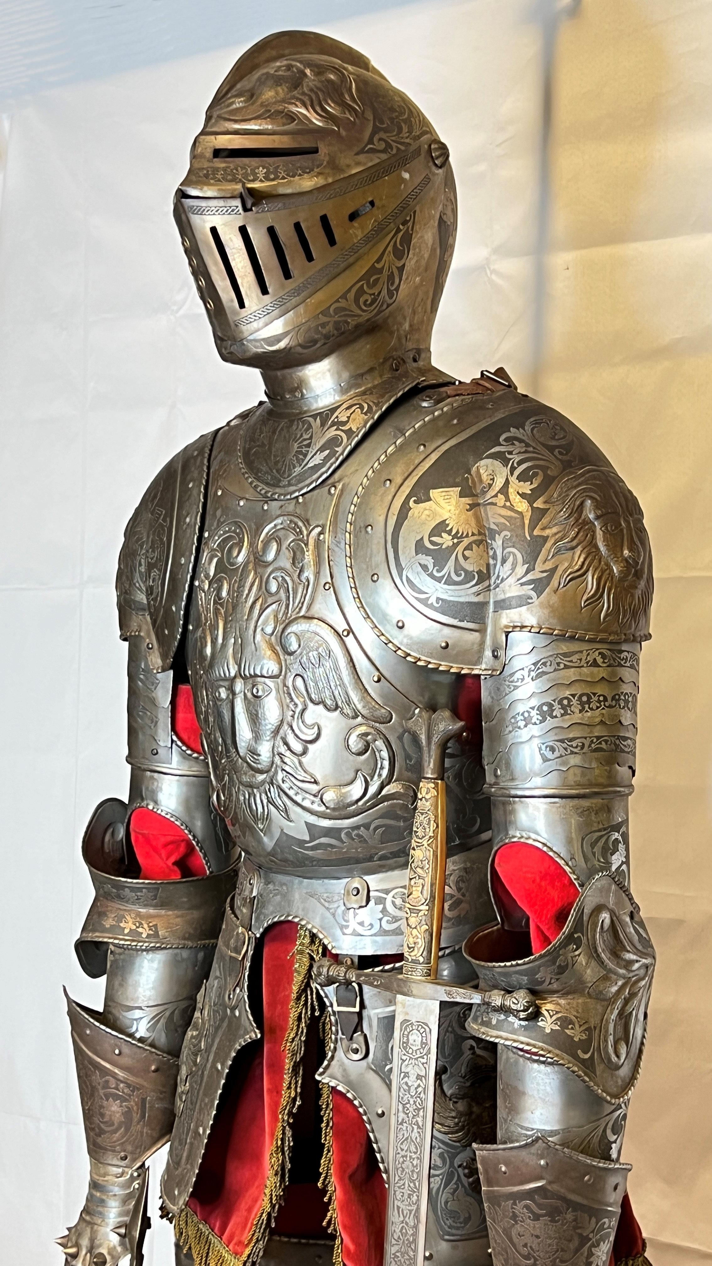 Medieval Life Size Spanish Toledo Ware Suit of Armor of Carlos V